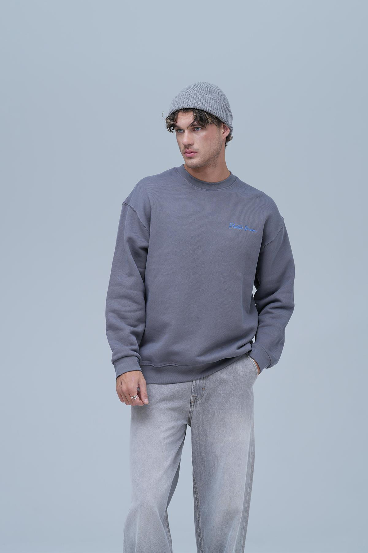 Plastic Dream Oversize Sweatshirt Erkek Füme