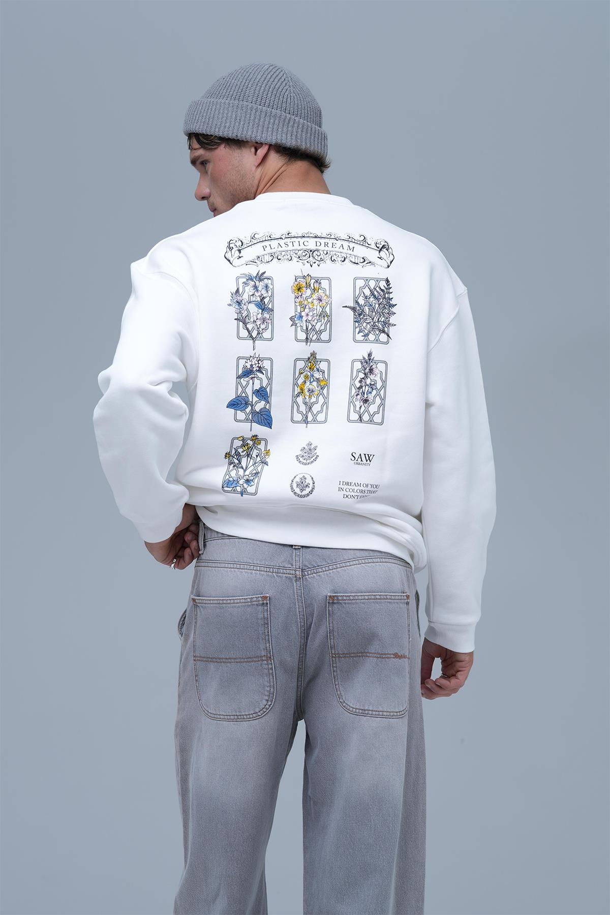 Plastic Dream Oversize Sweatshirt Erkek Ekru