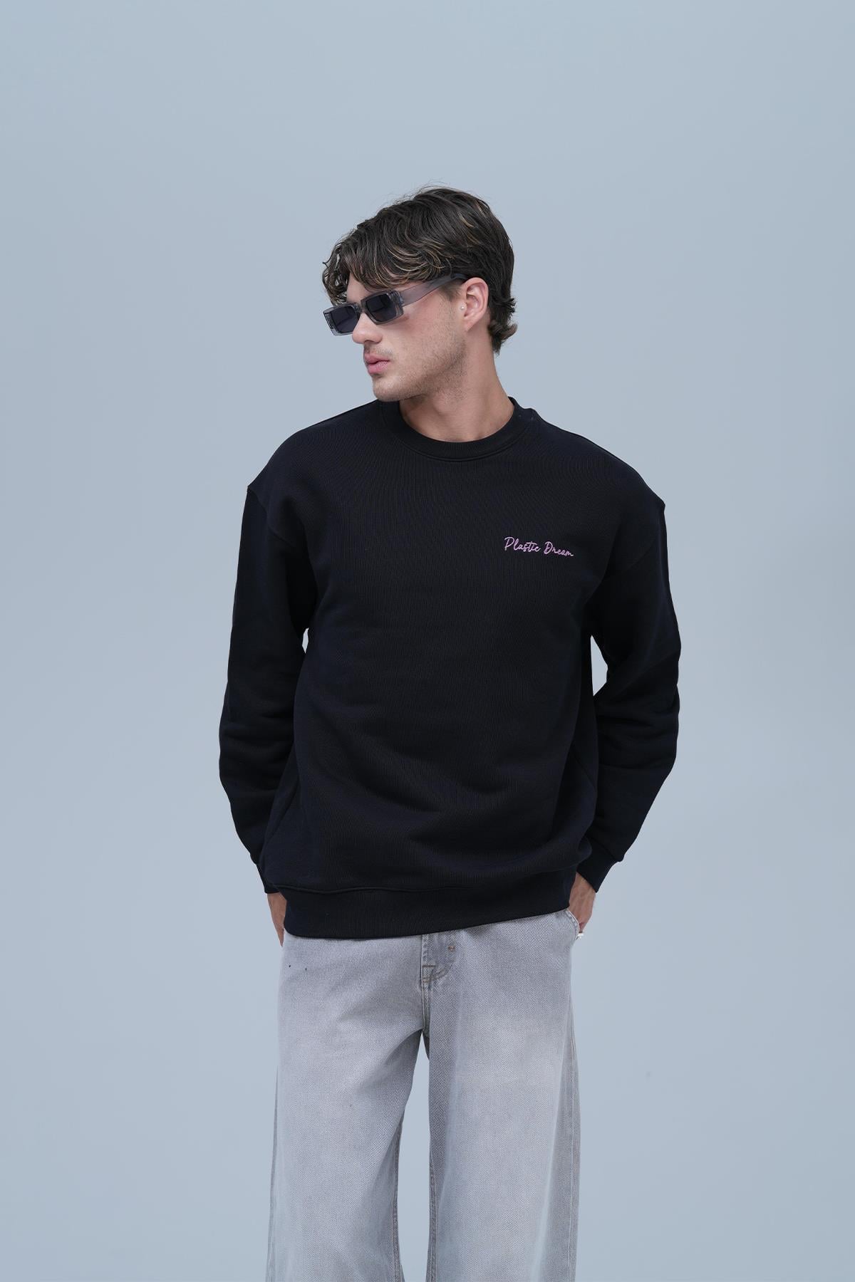 Plastic Dream Oversize Sweatshirt Erkek Siyah