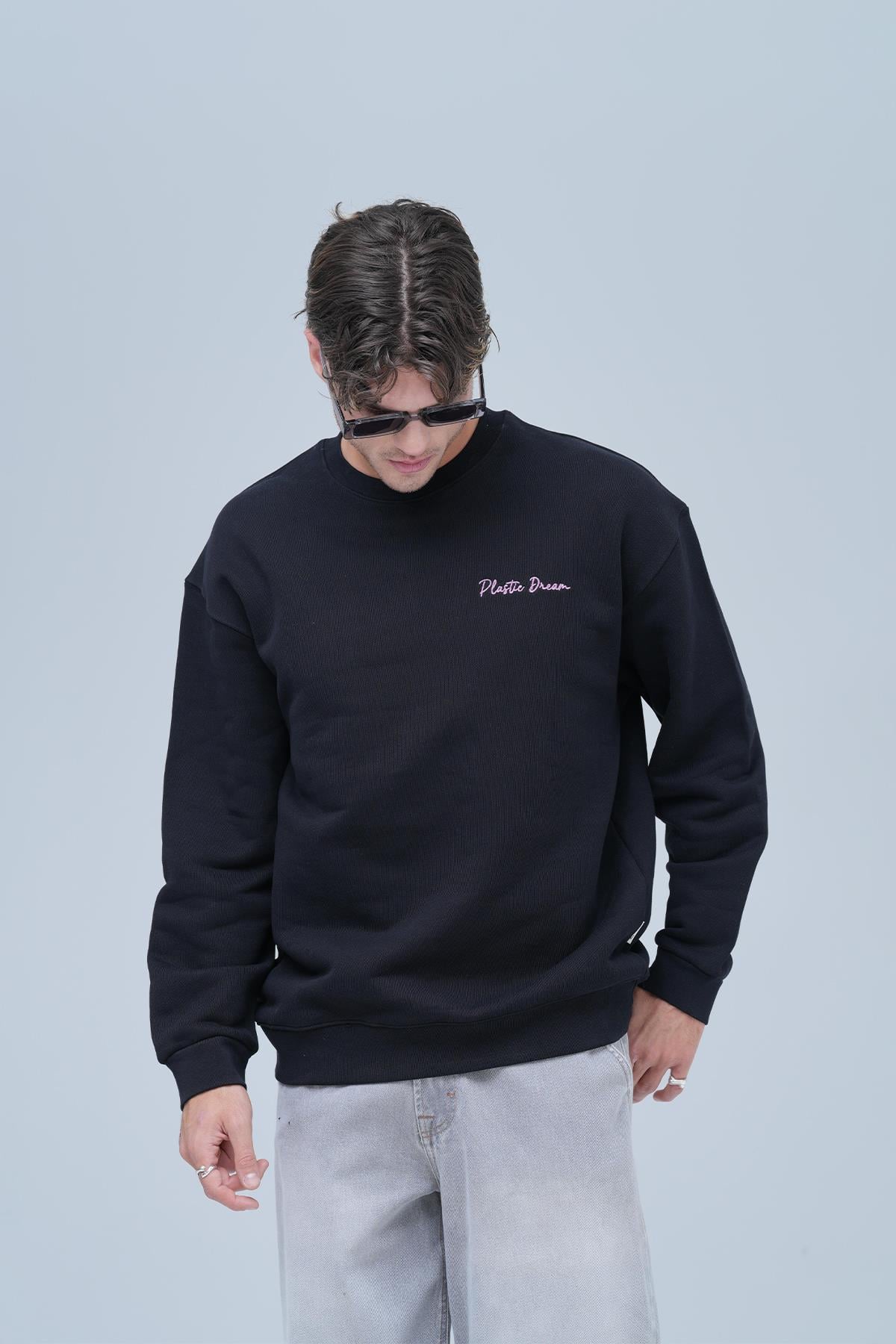 Plastic Dream Oversize Sweatshirt Erkek Siyah