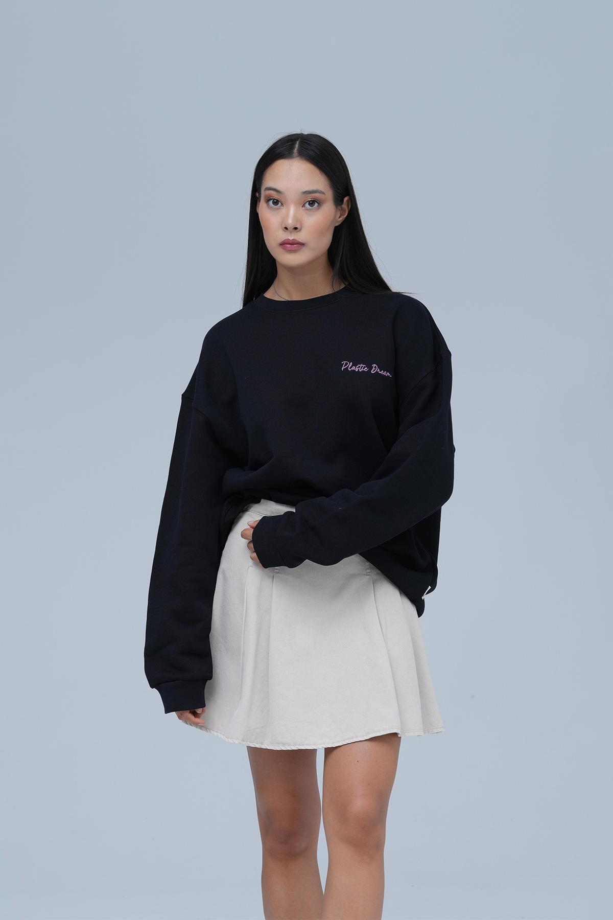 Plastic Dream Oversize Sweatshirt Kadın Siyah