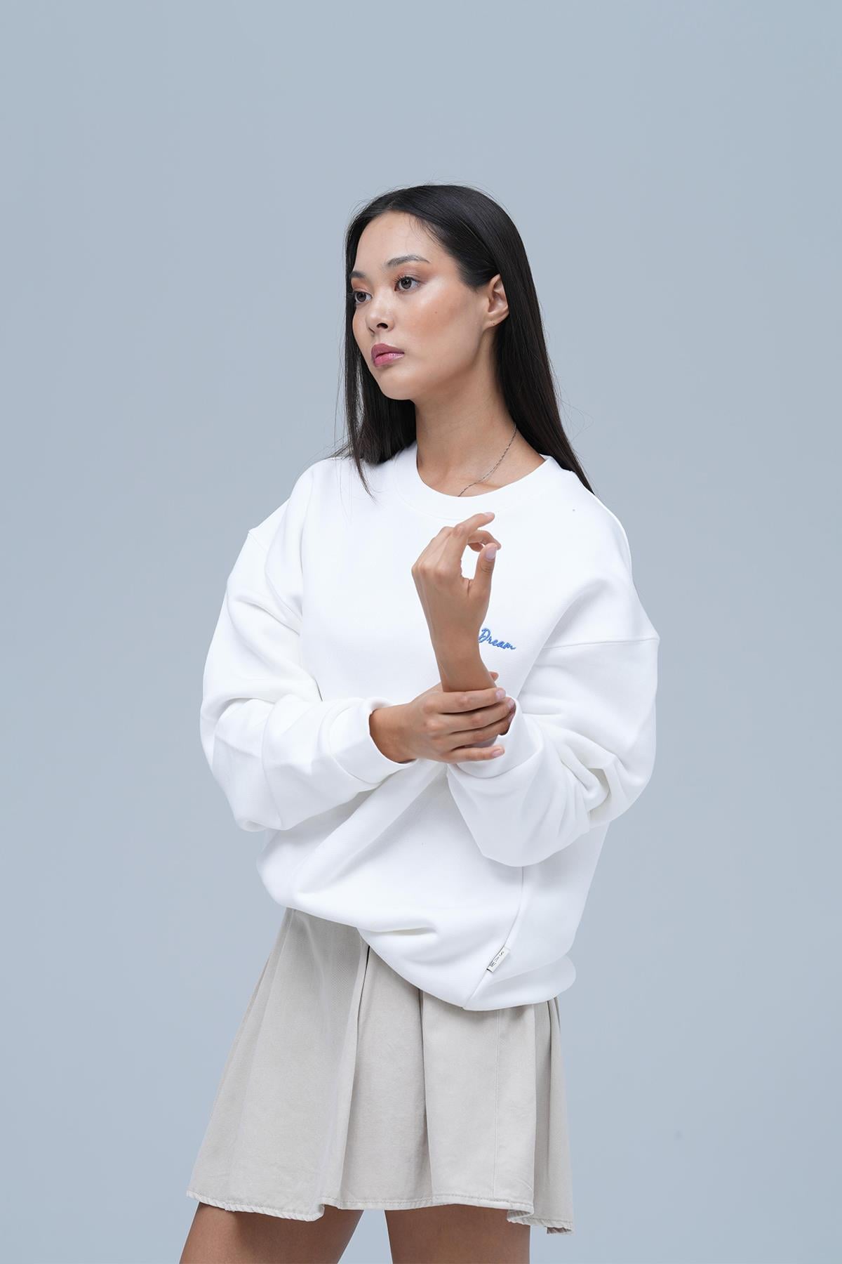 Plastic Dream Oversize Sweatshirt Kadın Ekru
