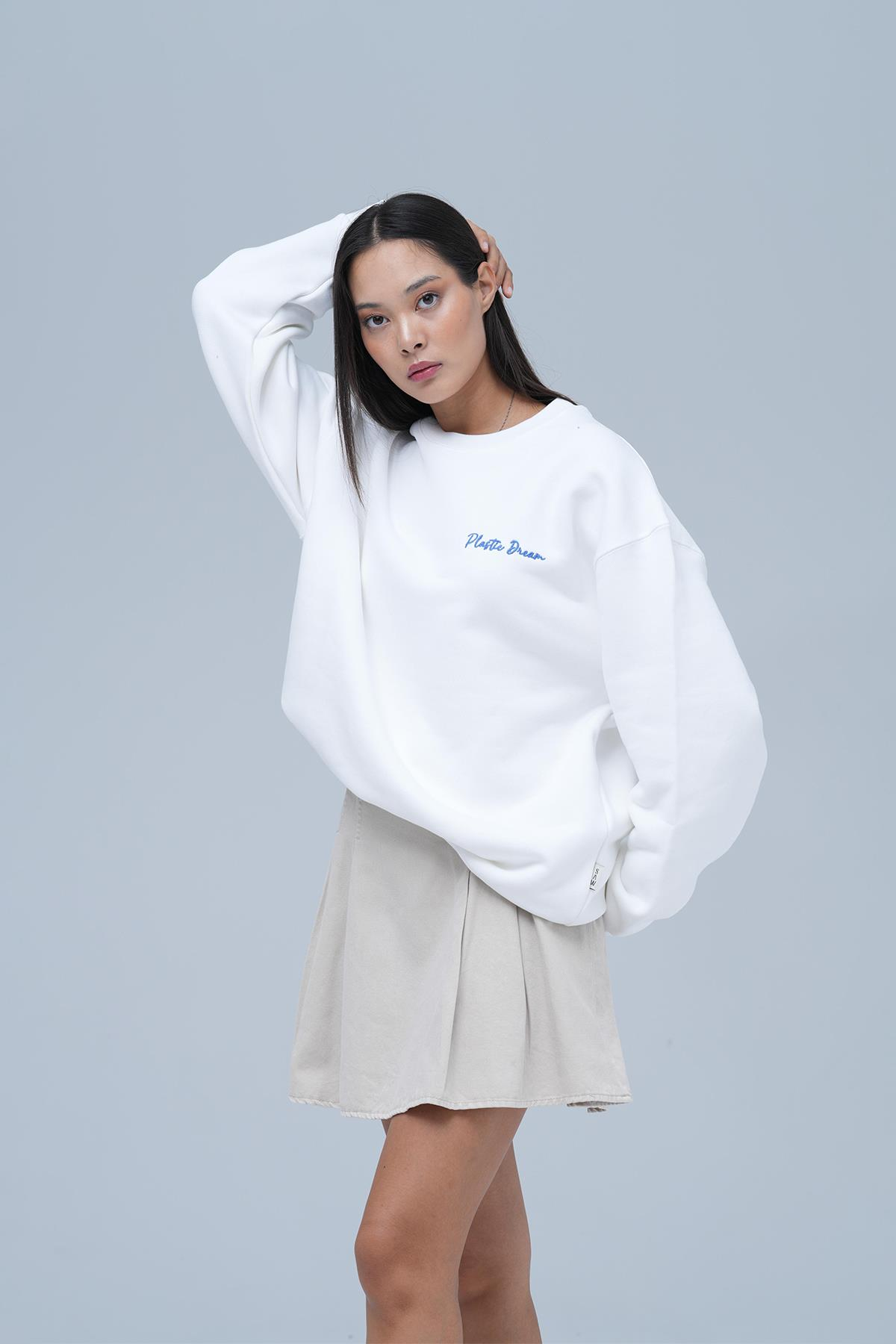 Plastic Dream Oversize Sweatshirt Kadın Ekru