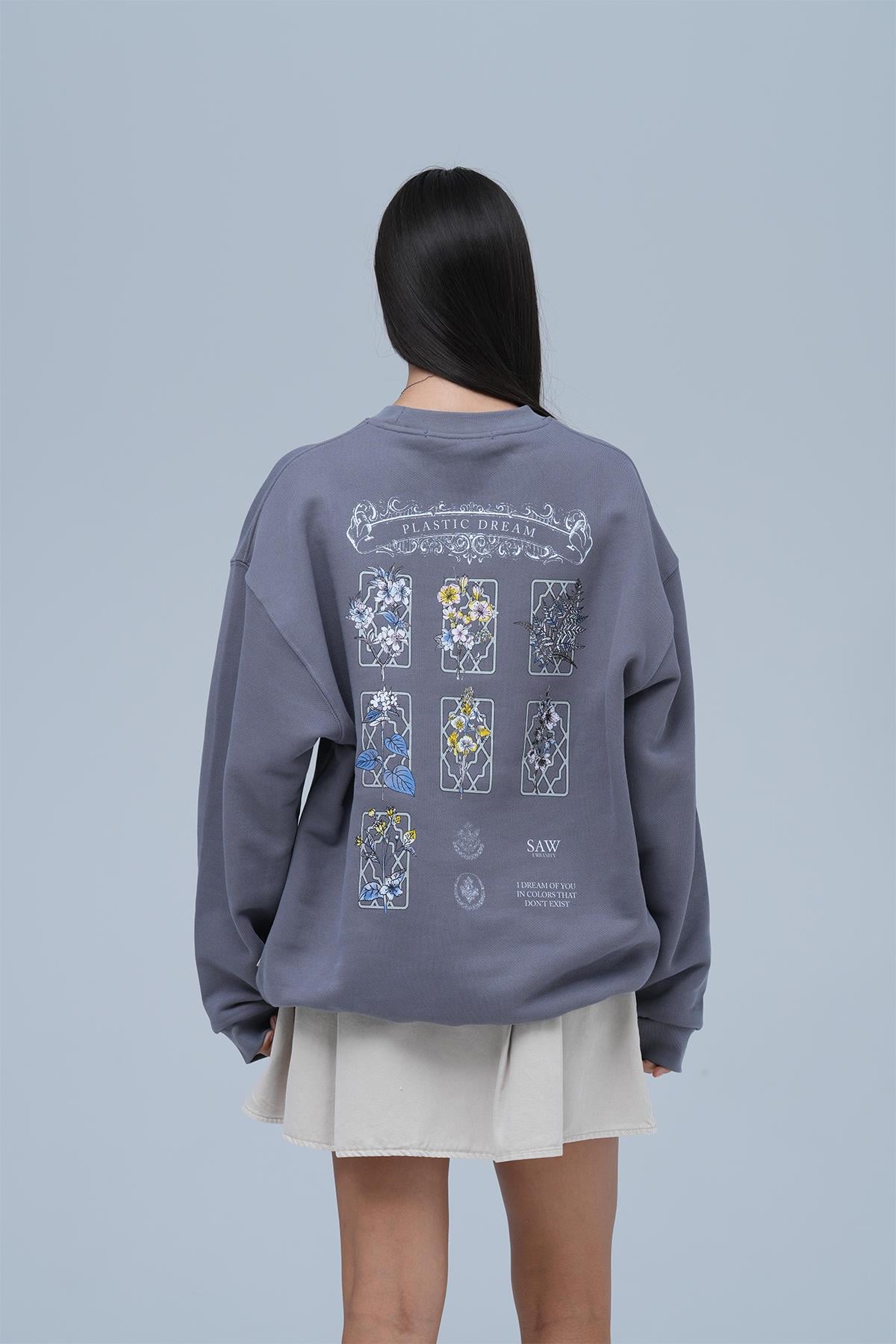 Plastic Dream Oversize Sweatshirt Kadın Füme