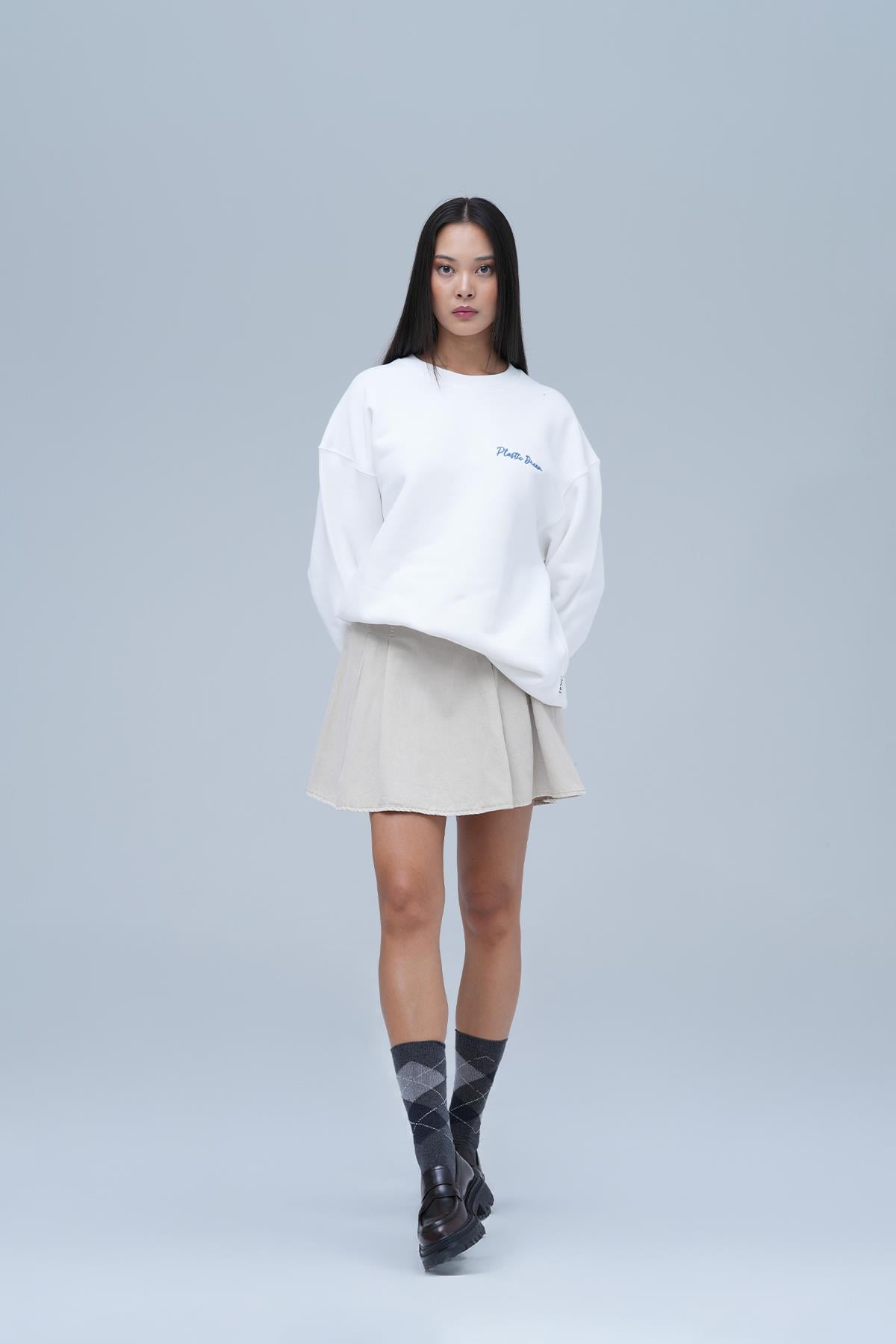 Plastic Dream Oversize Sweatshirt Kadın Ekru
