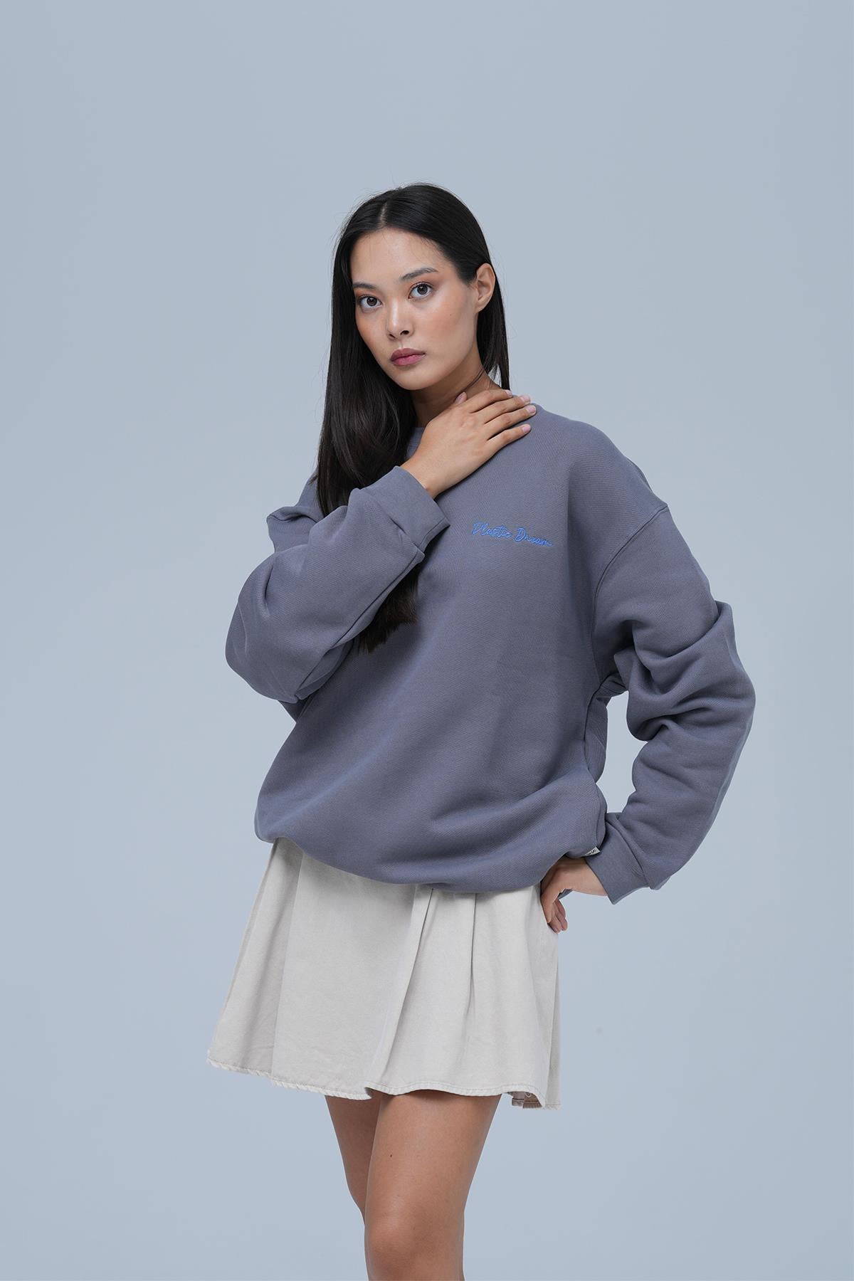 Plastic Dream Oversize Sweatshirt Kadın Füme