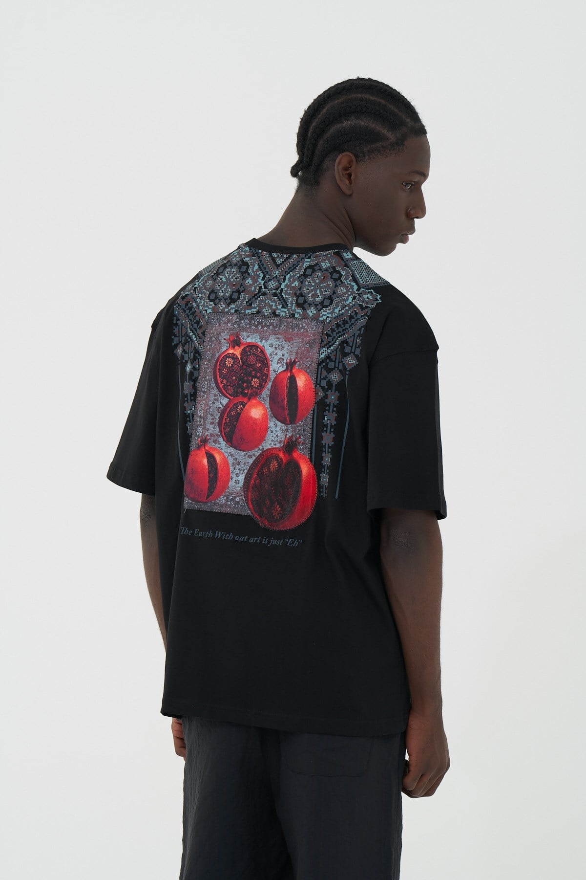 Pomegranate Art Oversize Erkek Tişört Siyah