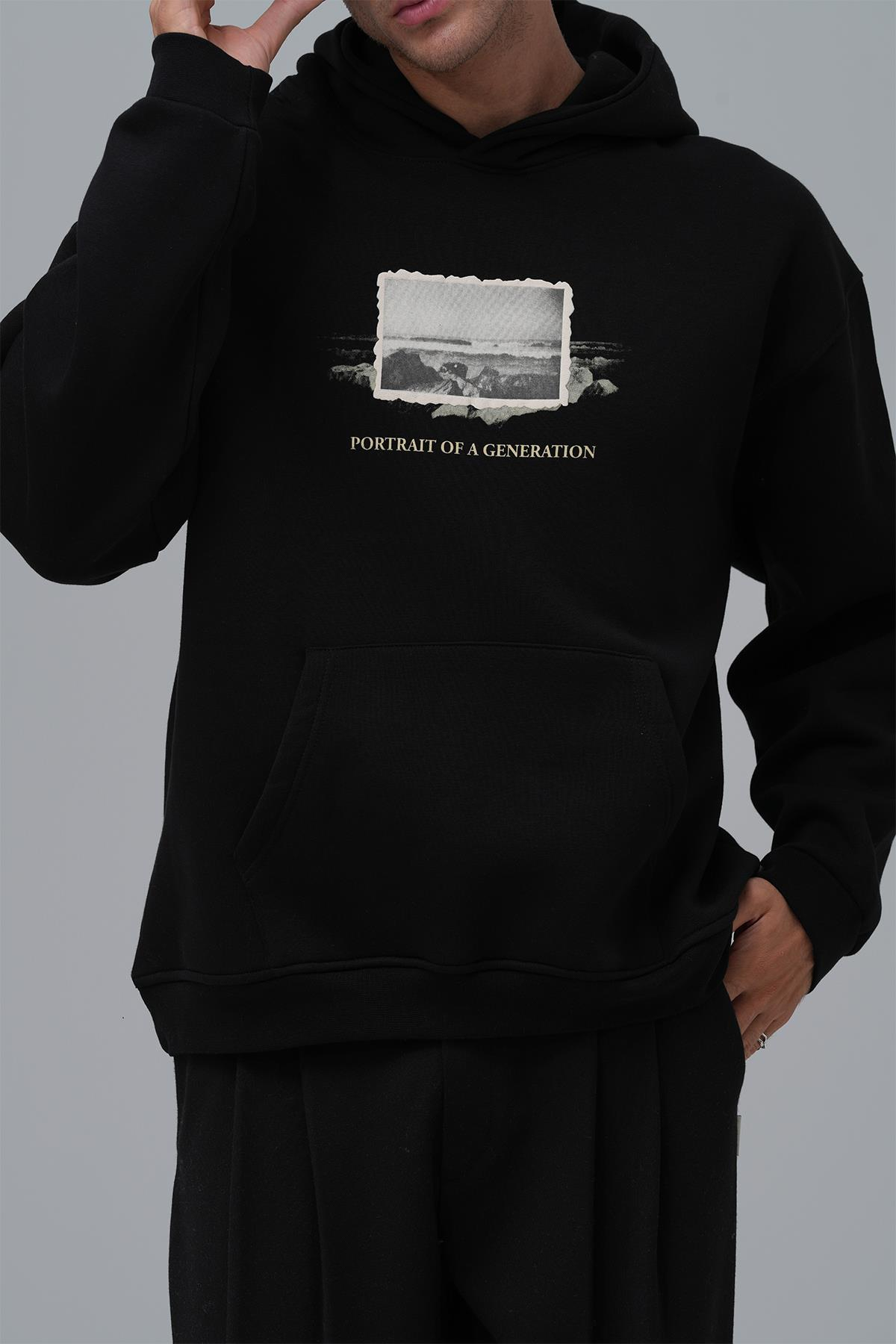 Portrait of a Generation Oversize Sweatshirt Erkek Siyah