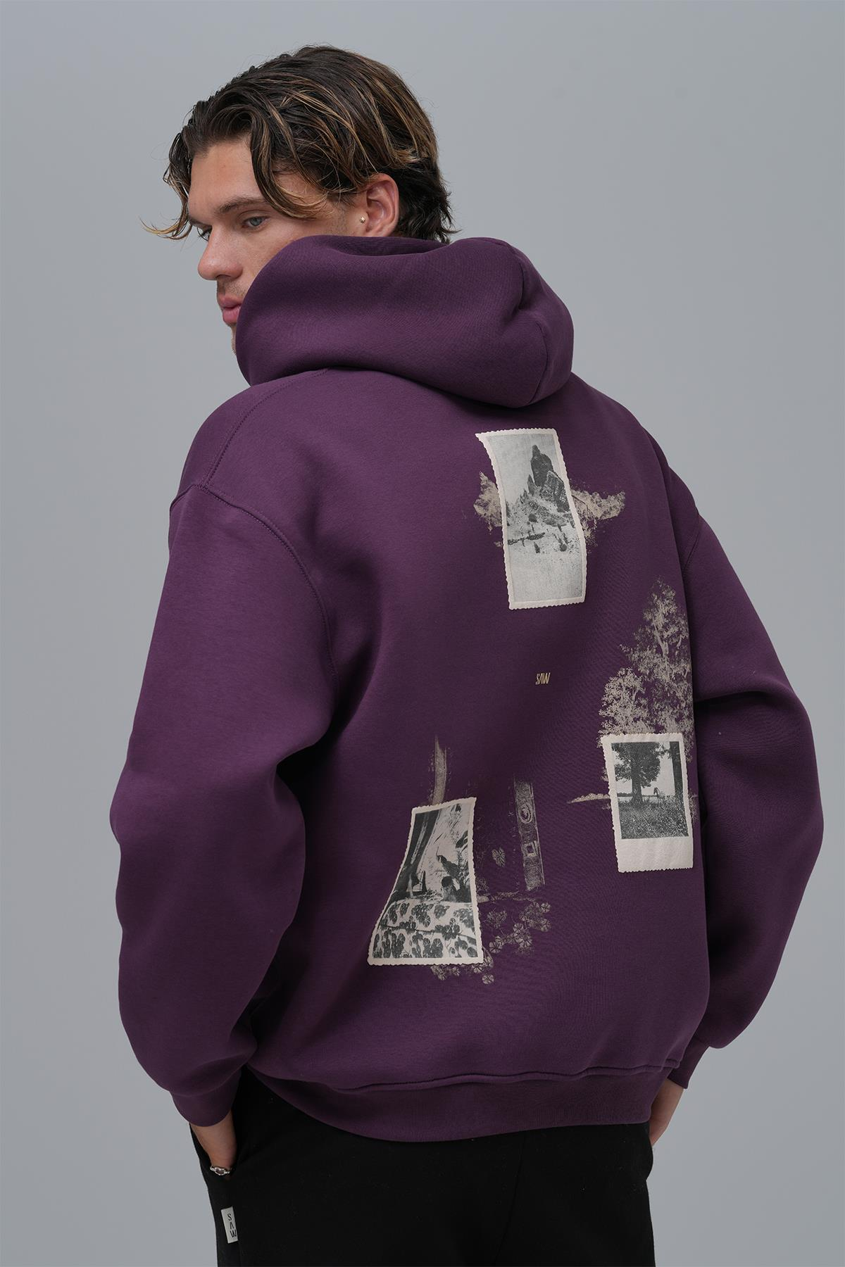 Portrait of a Generation Oversize Sweatshirt Erkek Mor