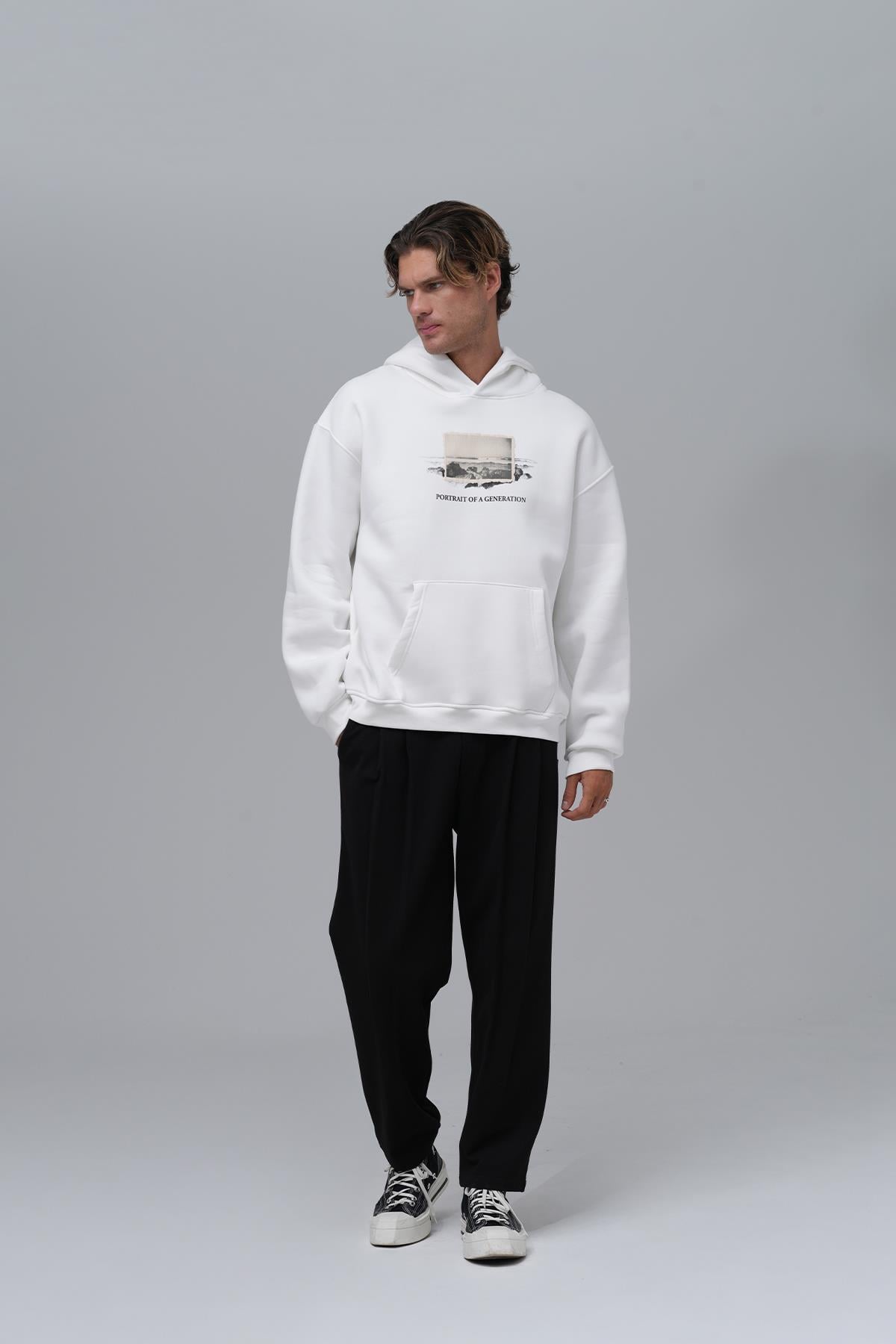 Portrait of a Generation Oversize Sweatshirt Erkek Taş