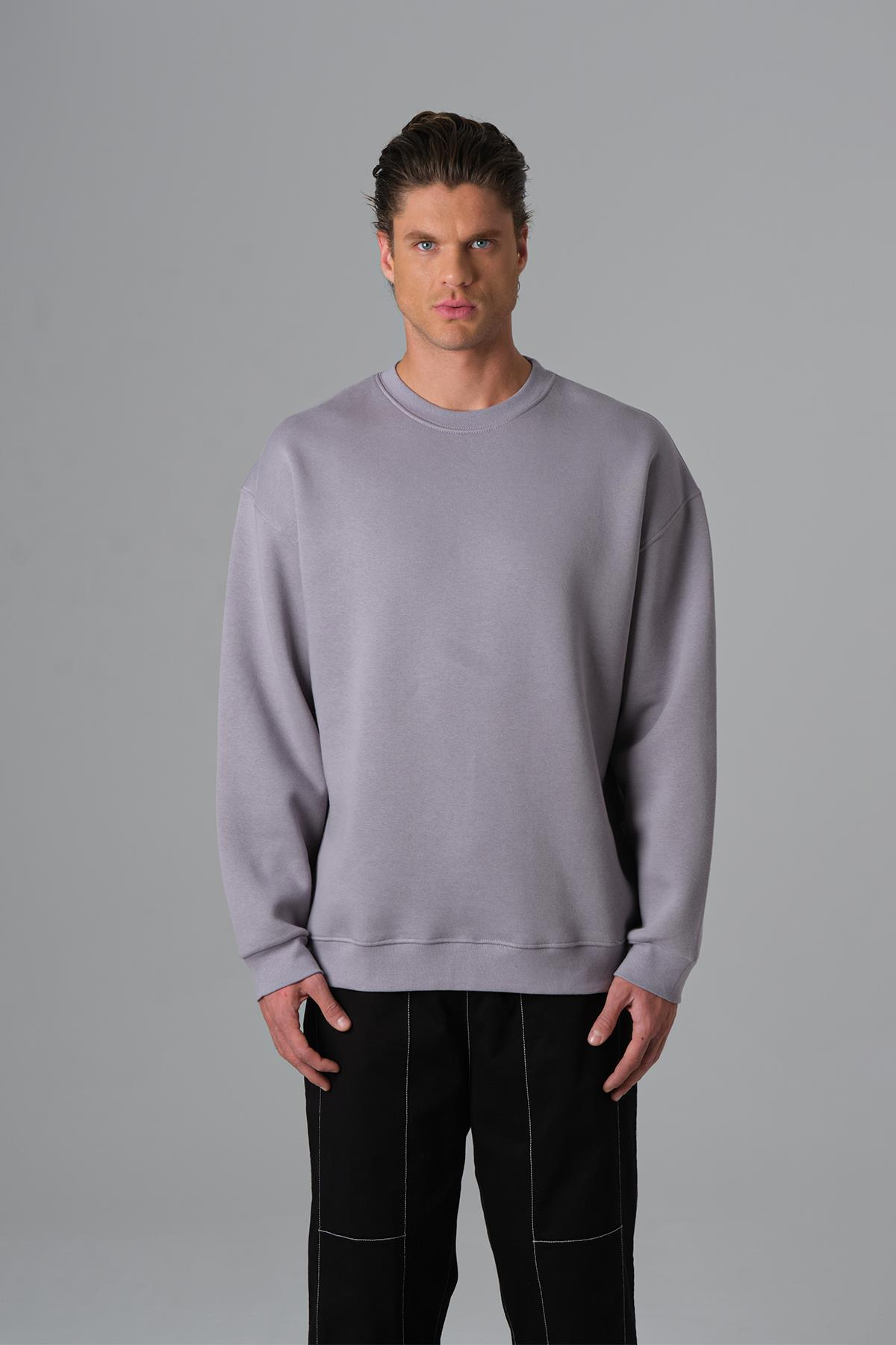 Pure Basic Oversize Sweatshirt Erkek Gri