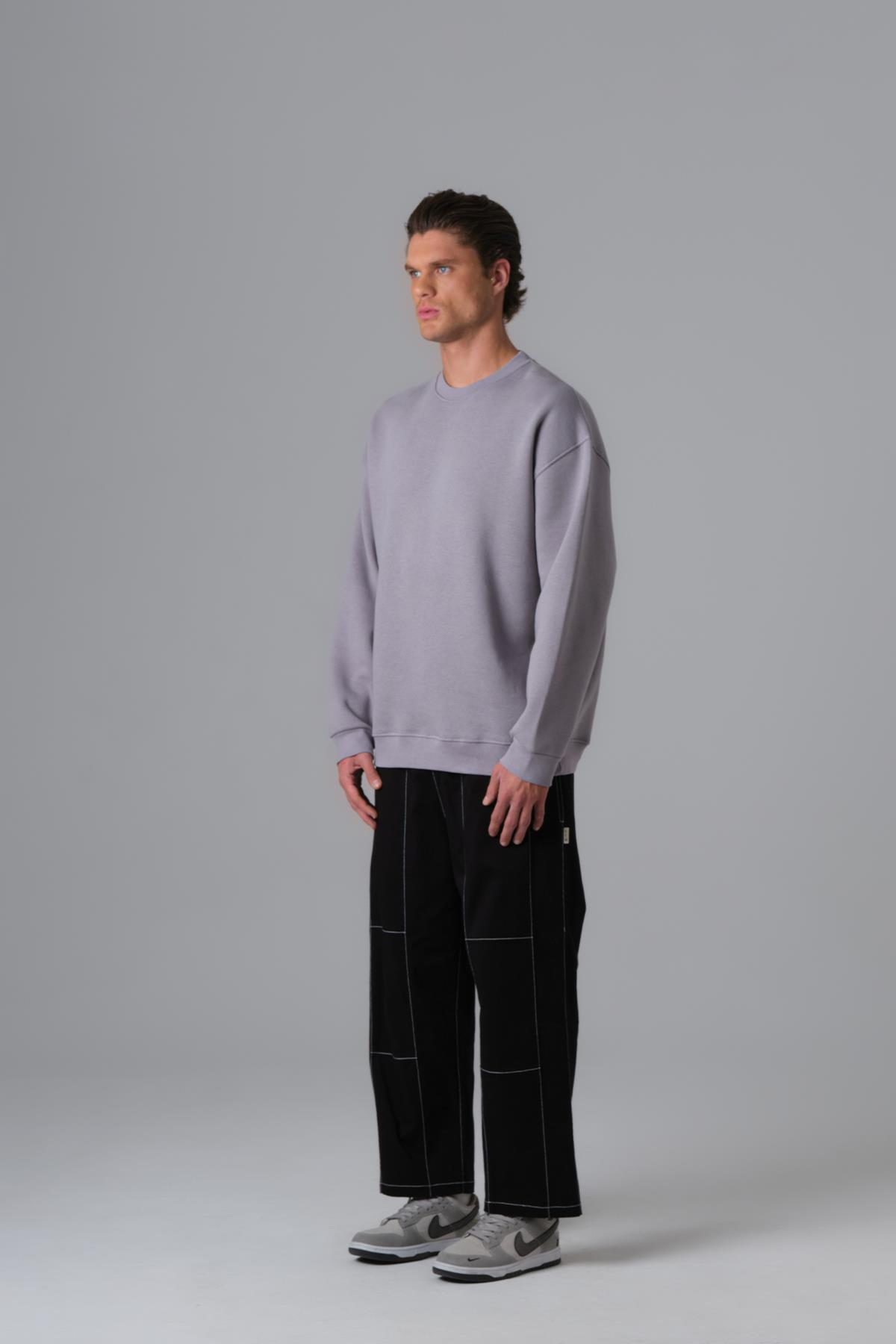 Pure Basic Oversize Sweatshirt Erkek Gri