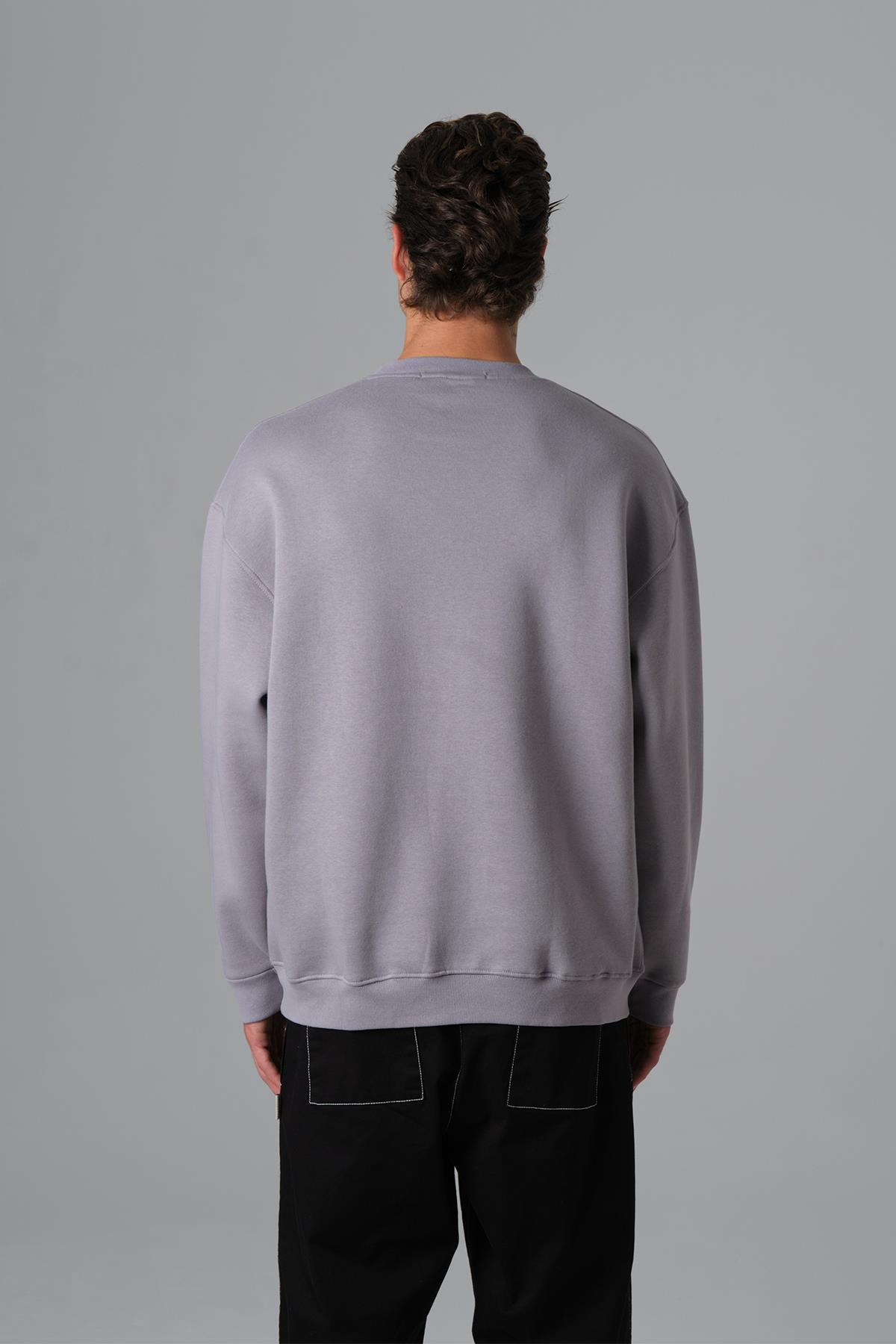 Pure Basic Oversize Sweatshirt Erkek Gri