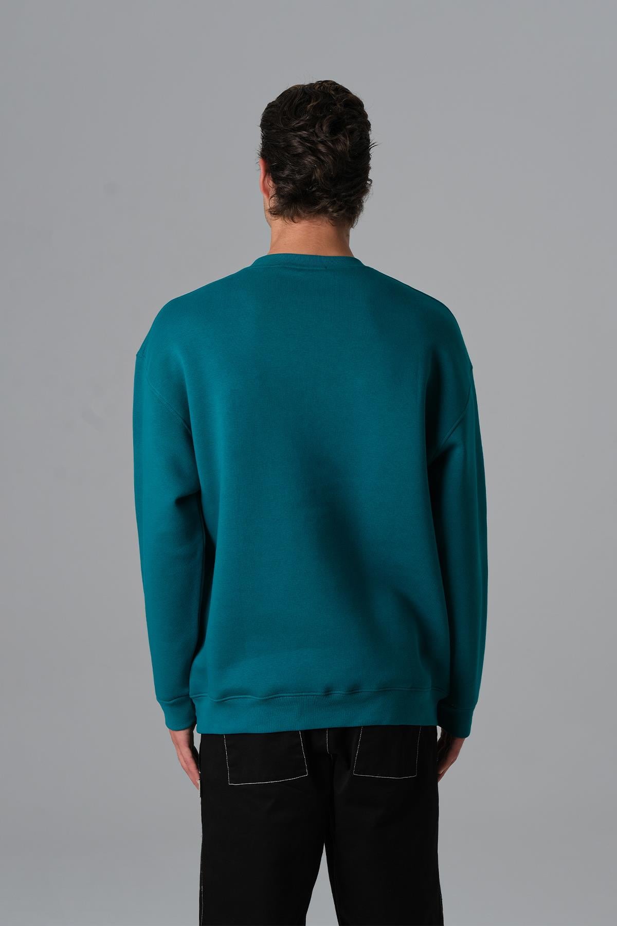 Pure Basic Oversize Sweatshirt Erkek Neft Yeşili