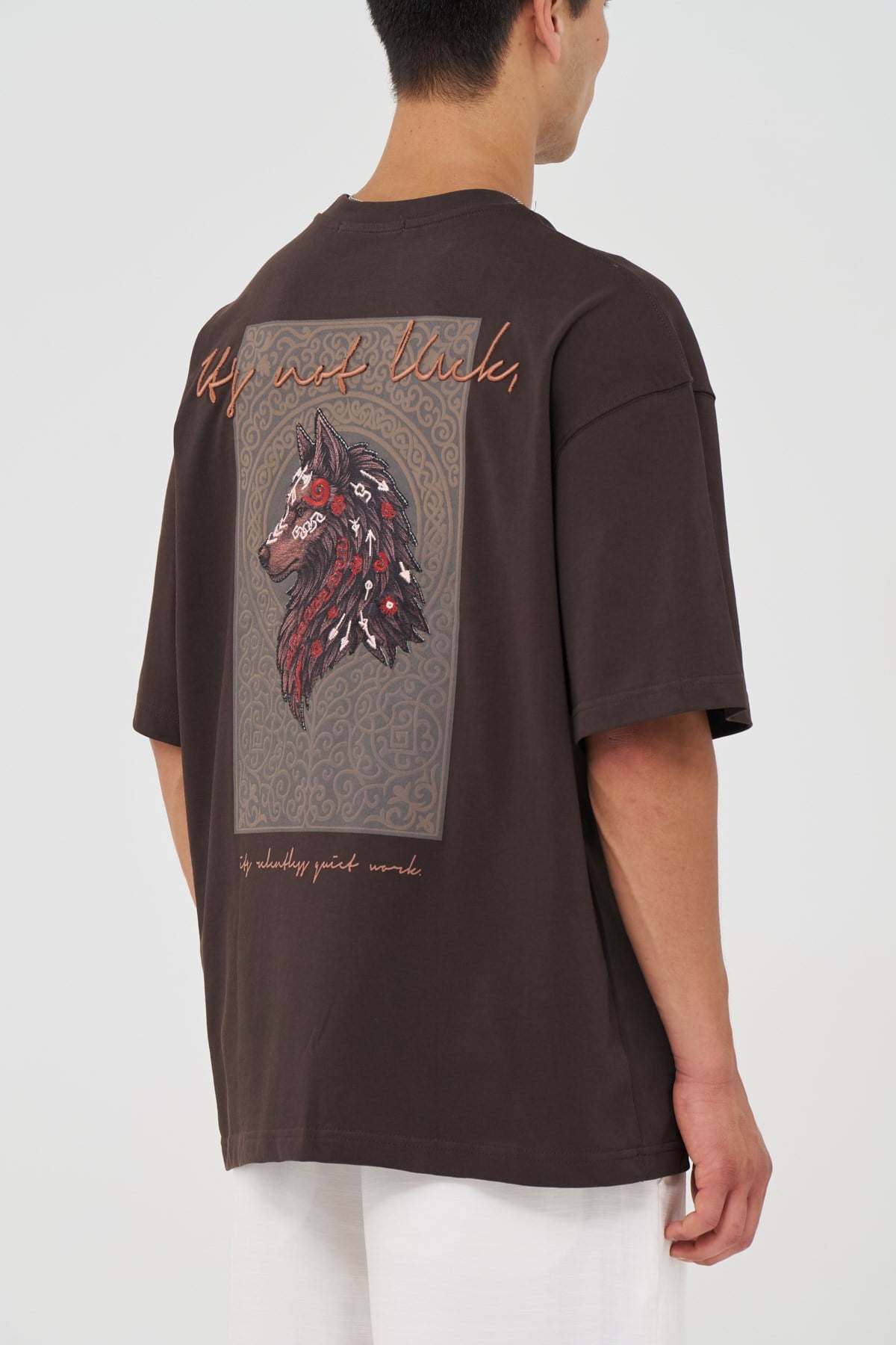 Quiet Resolve Oversize Fit Erkek Tişört Kahverengi