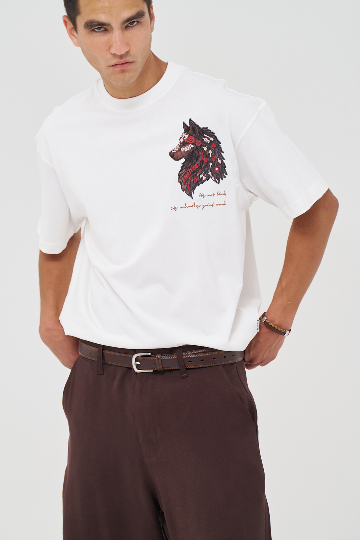 Quiet Resolve Oversize Fit Erkek Tişört Ekru