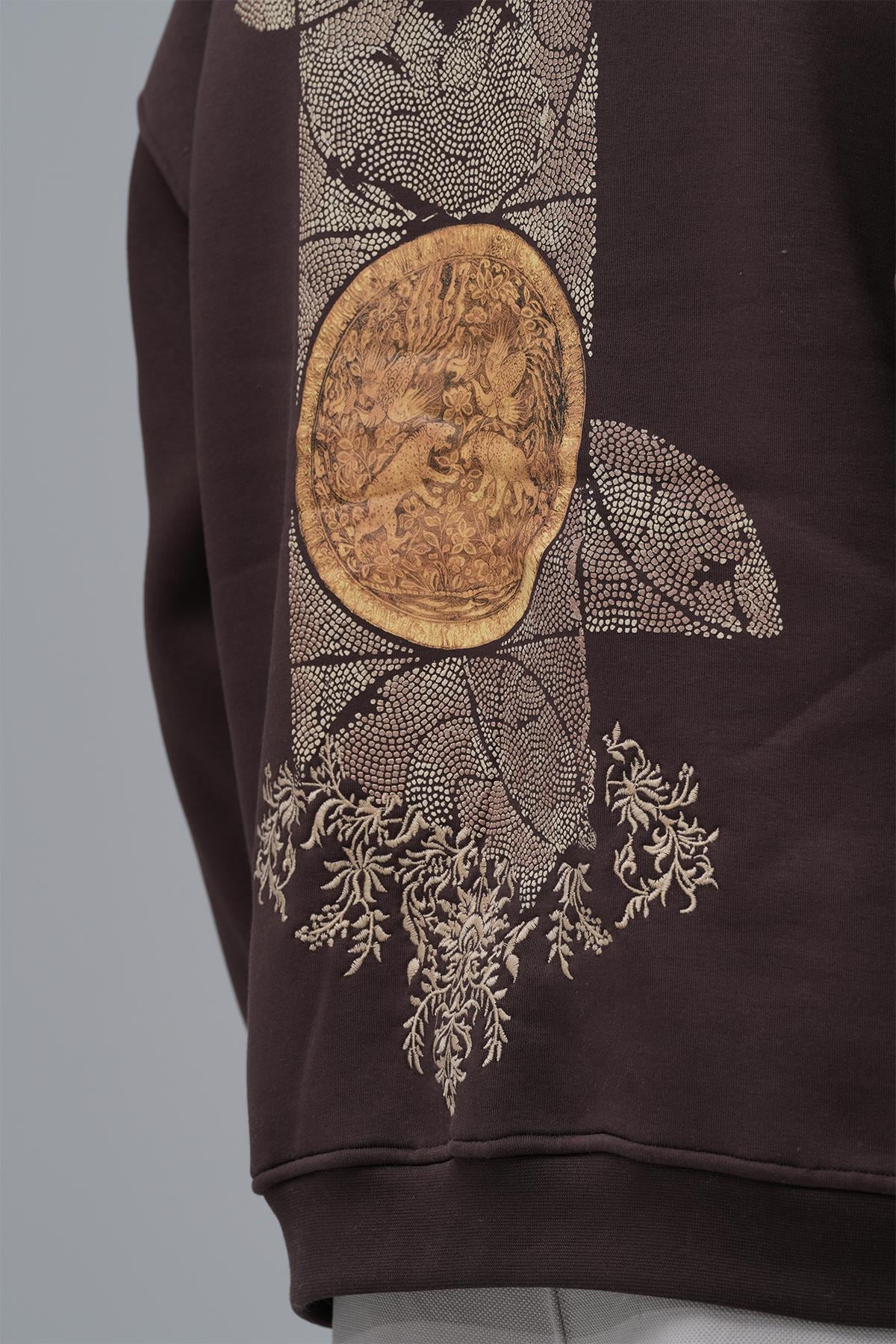 Realistic Oversize Sweatshirt Erkek Kahverengi