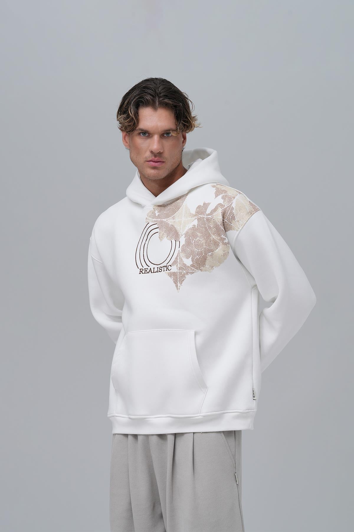 Realistic Oversize Sweatshirt Erkek Taş
