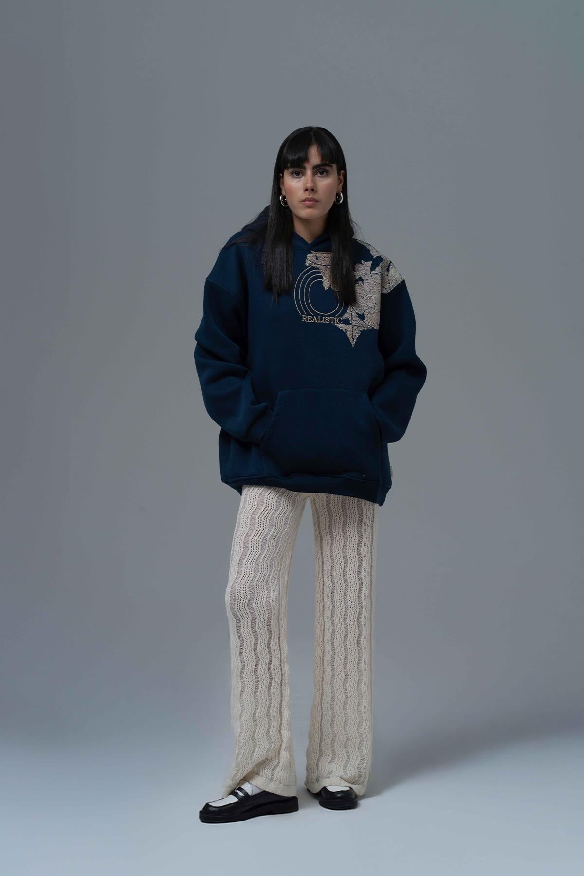 Realistic Oversize Sweatshirt Kadın İndigo