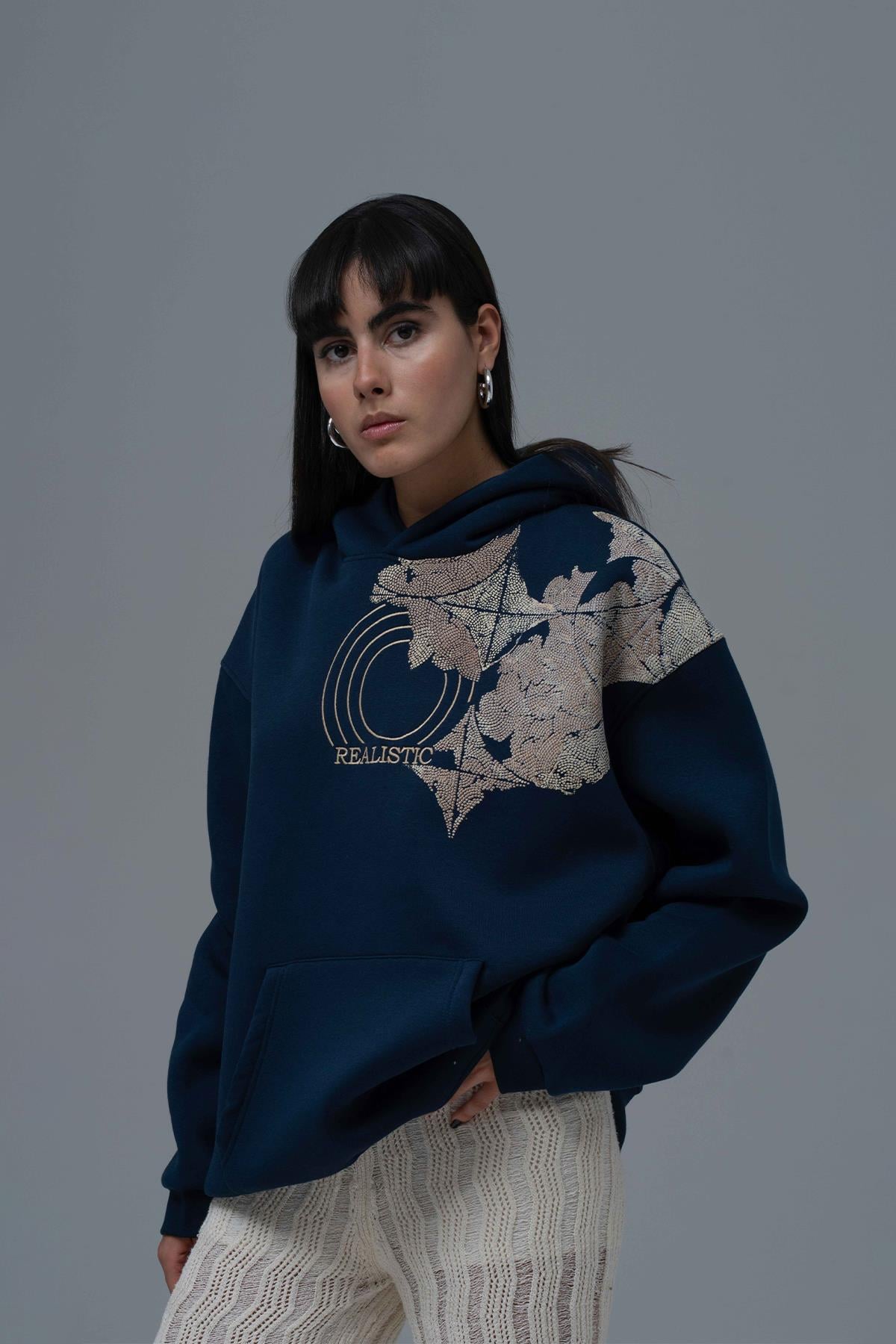 Realistic Oversize Sweatshirt Kadın İndigo