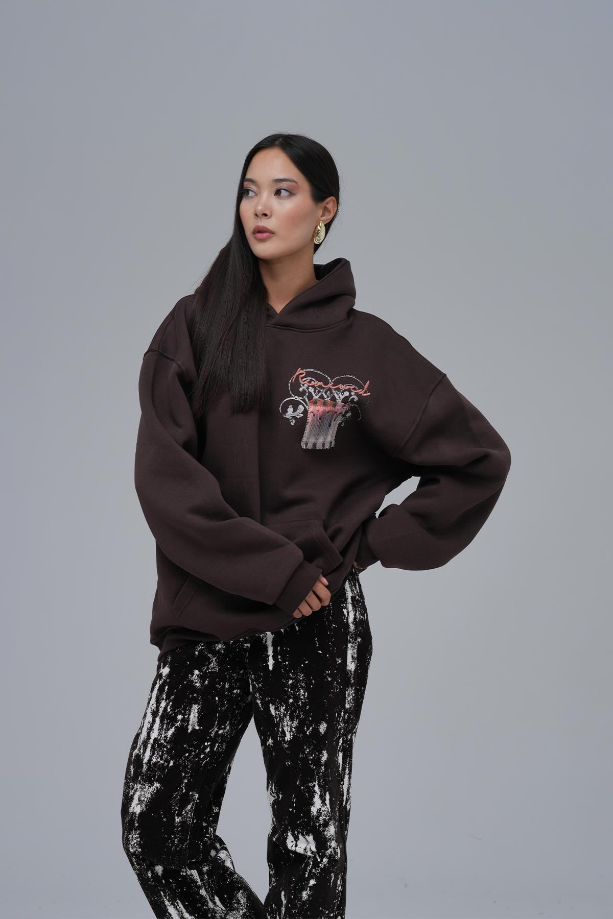 Renewed Flow Oversize Sweatshirt Kadın Kahverengi