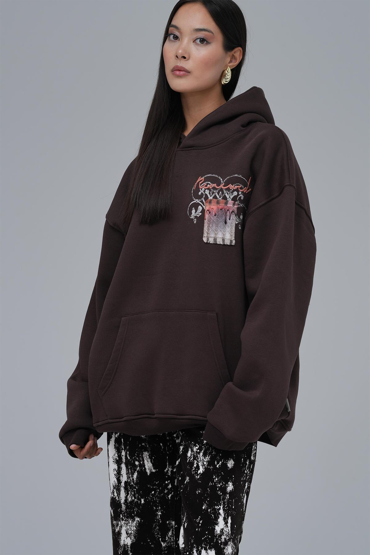 Renewed Flow Oversize Sweatshirt Kadın Kahverengi