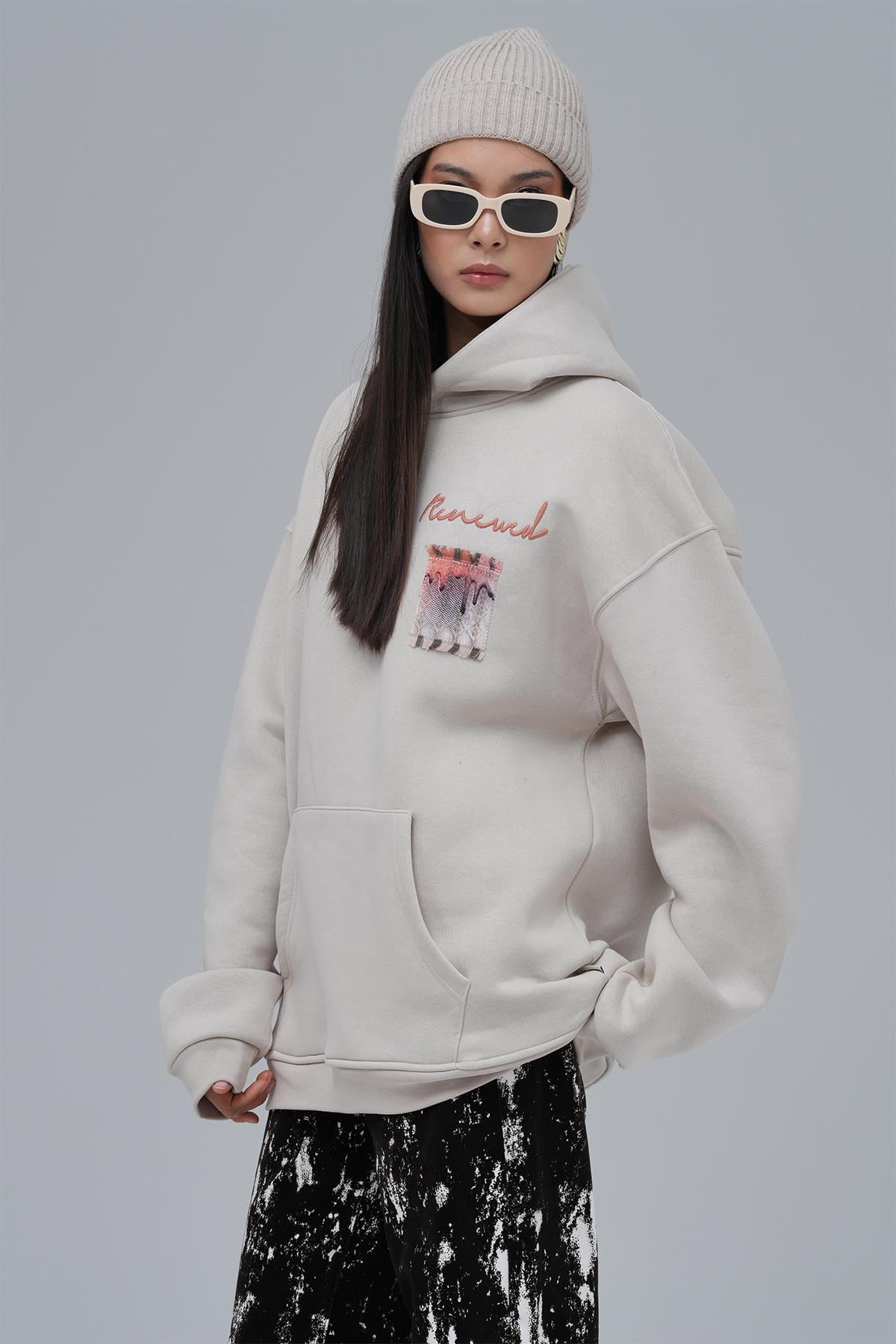 Renewed Flow Oversize Sweatshirt Kadın Stone