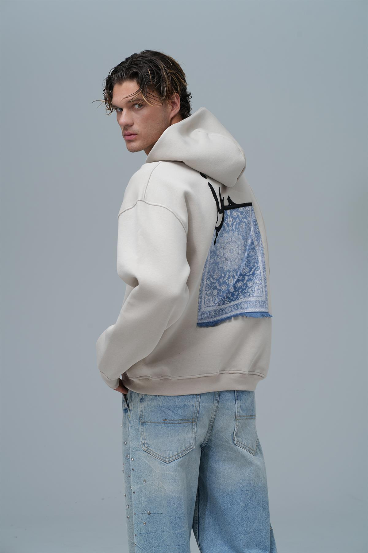 Roots & Freedom Oversize Sweatshirt Erkek Ekru