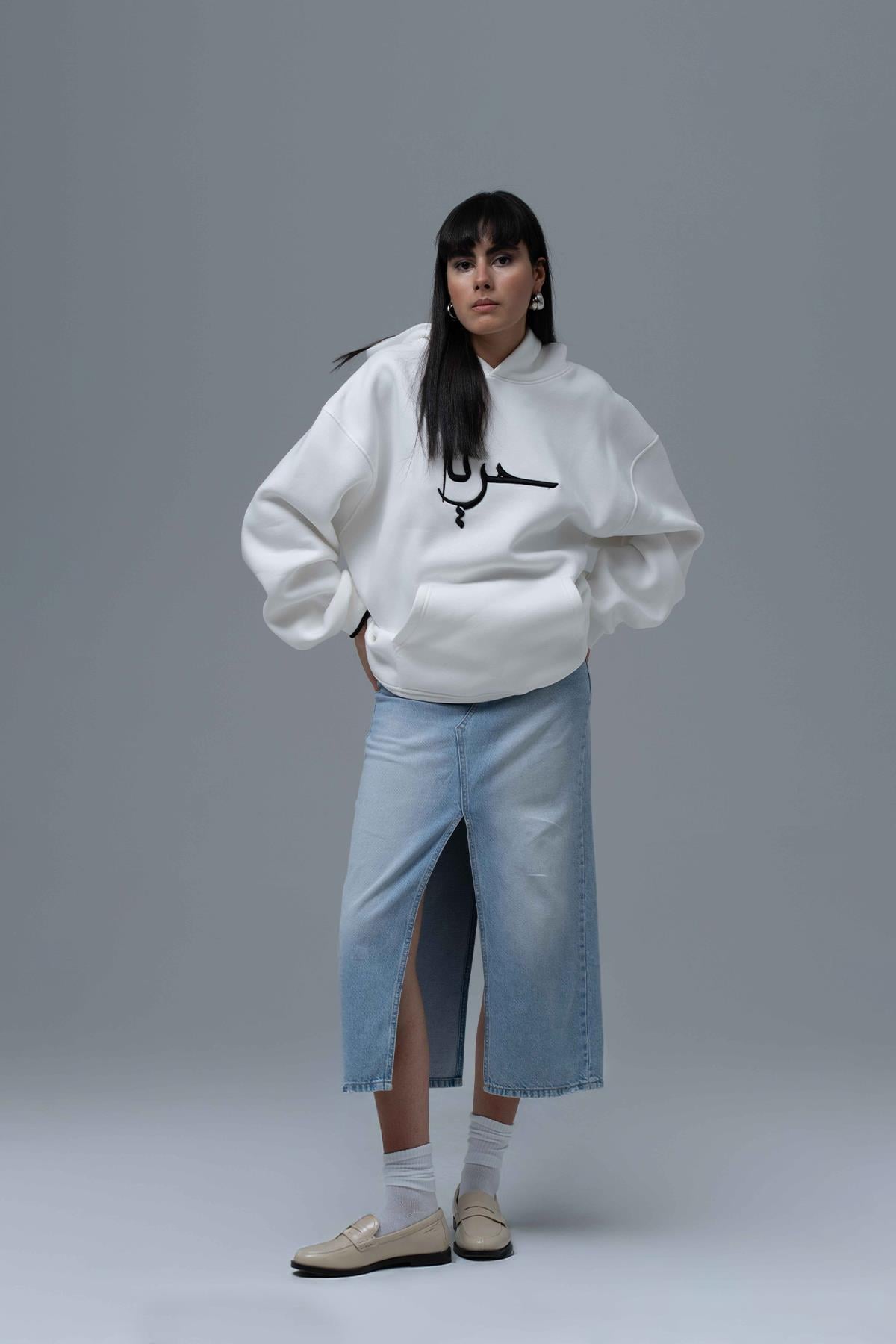 Roots & Freedom Oversize Sweatshirt Kadın Taş