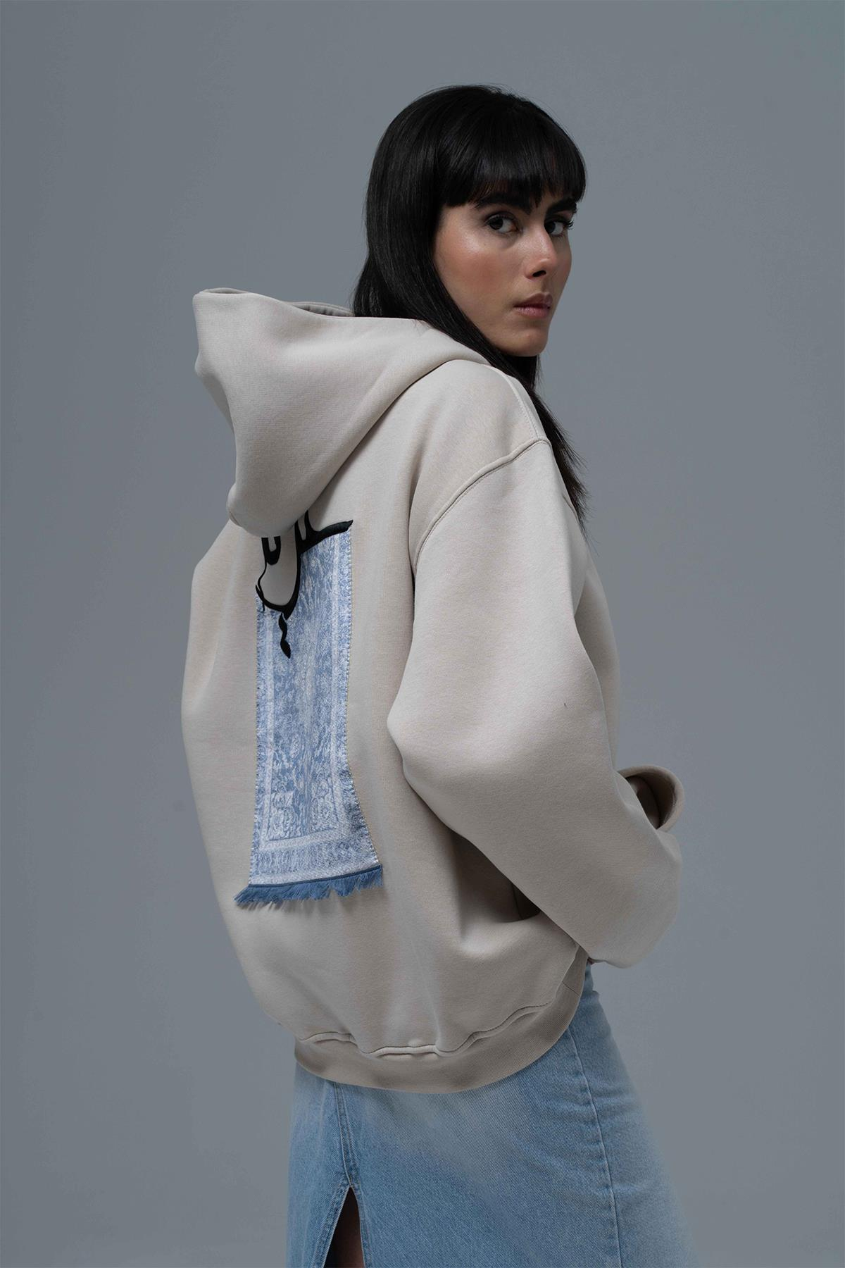 Roots & Freedom Oversize Sweatshirt Kadın Ekru