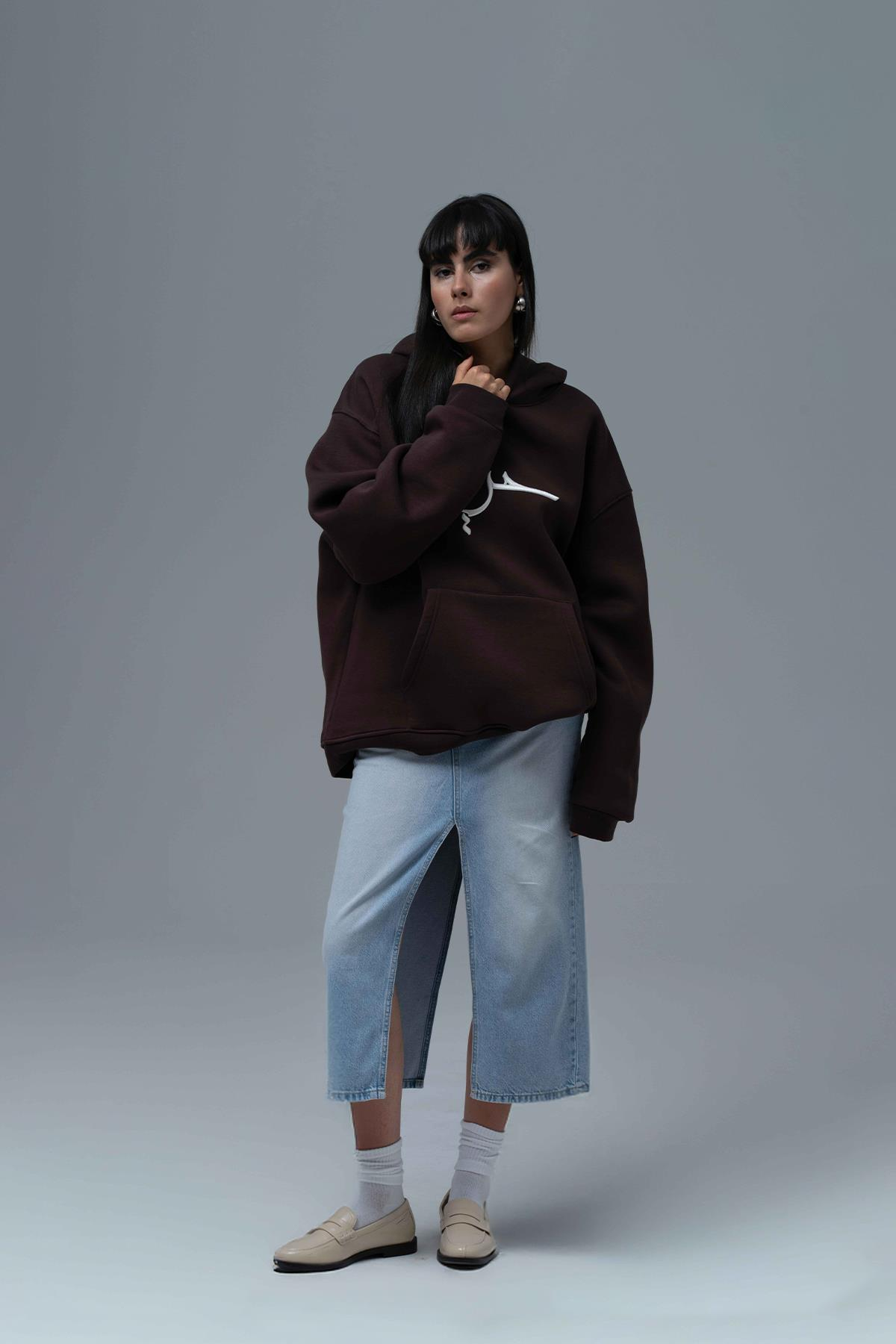 Roots & Freedom Oversize Sweatshirt Kadın Kahverengi