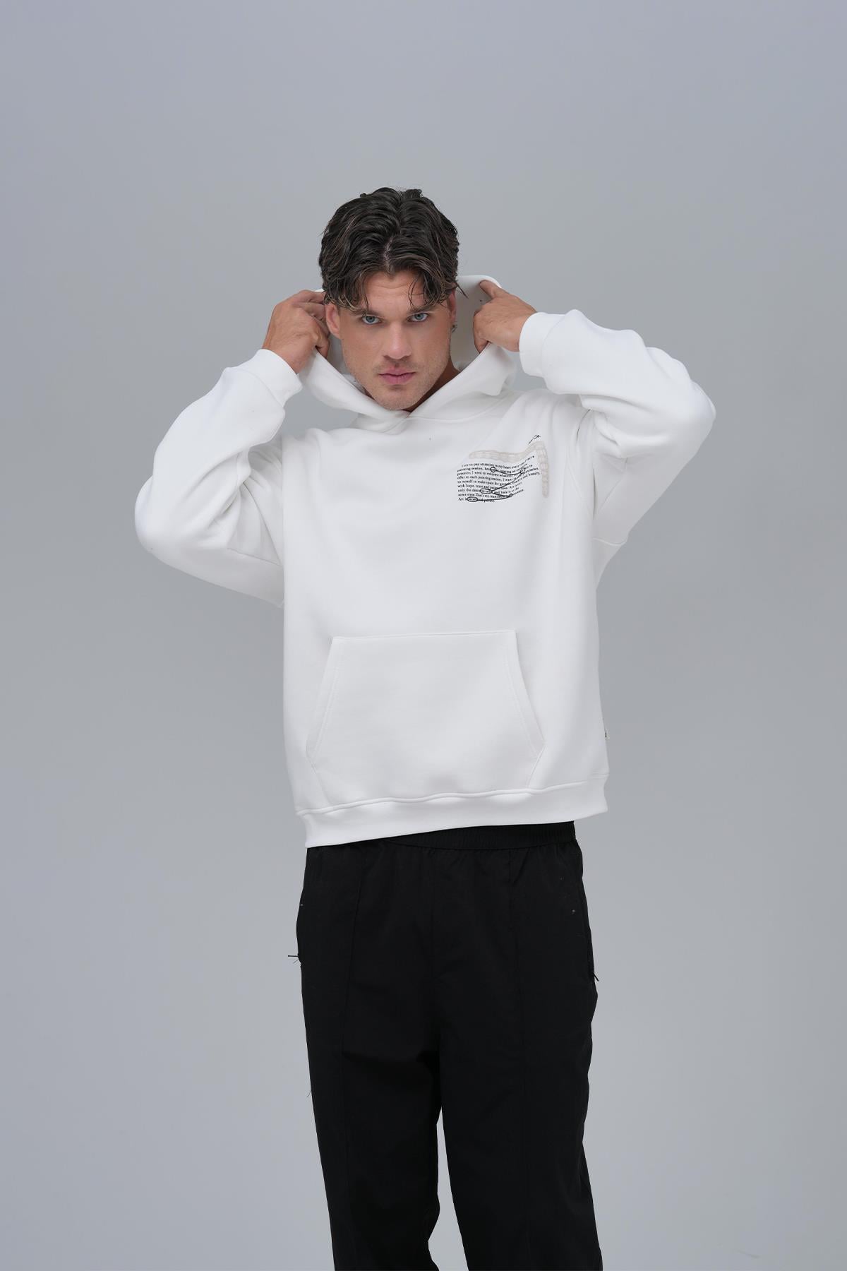 Sacred Geometry Oversize Sweatshirt Erkek Ekru
