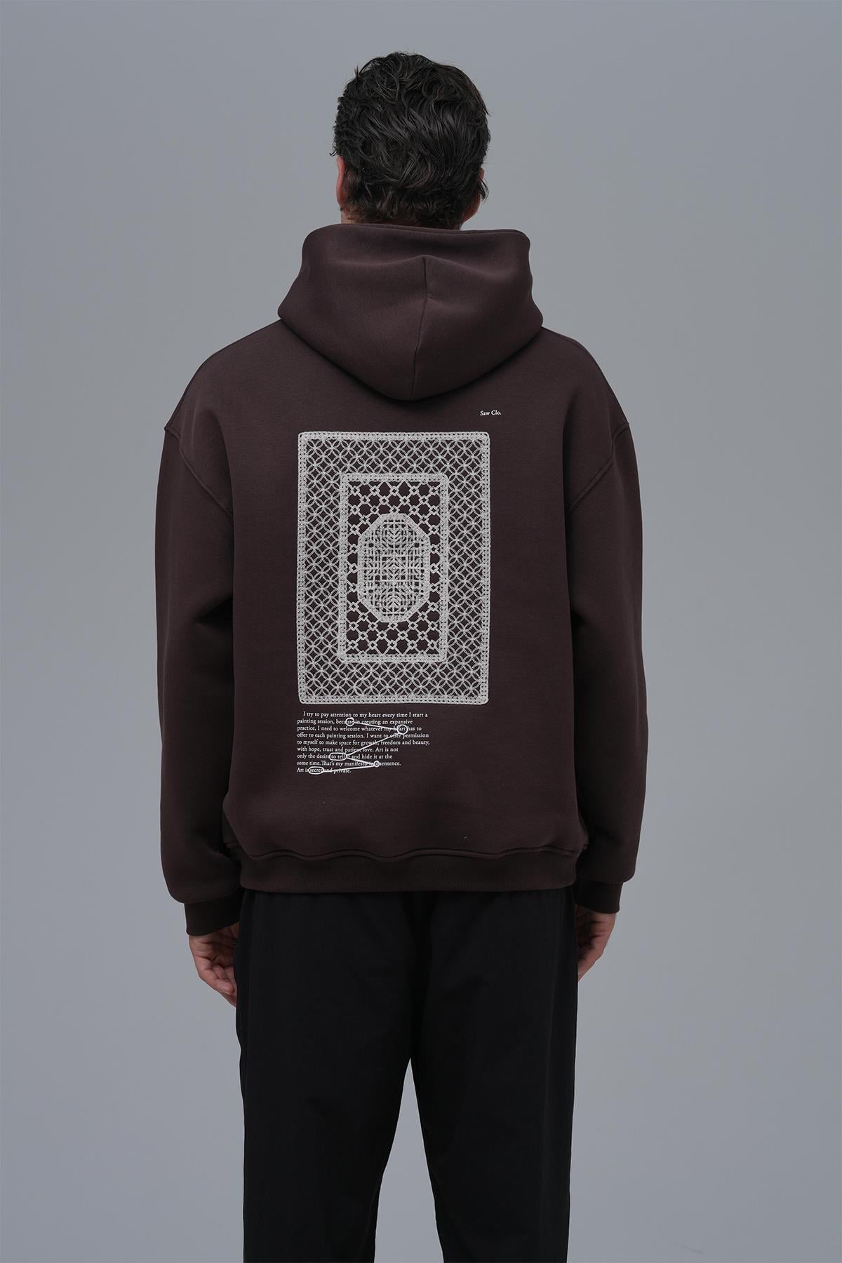 Sacred Geometry Oversize Sweatshirt Erkek Kahverengi