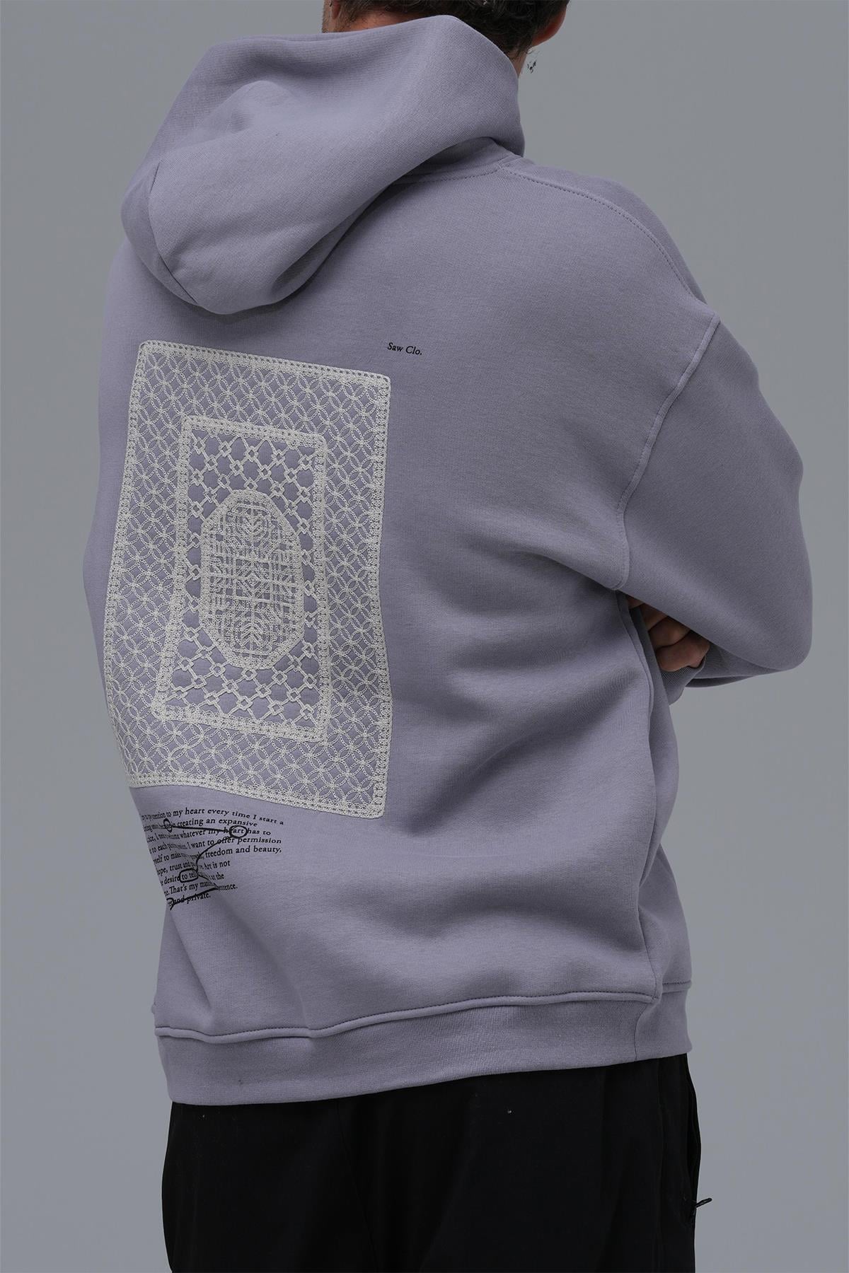 Sacred Geometry Oversize Sweatshirt Erkek Gri