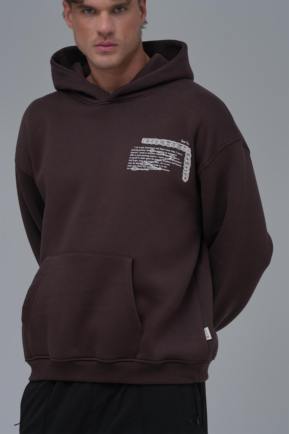 Sacred Geometry Oversize Sweatshirt Erkek Kahverengi