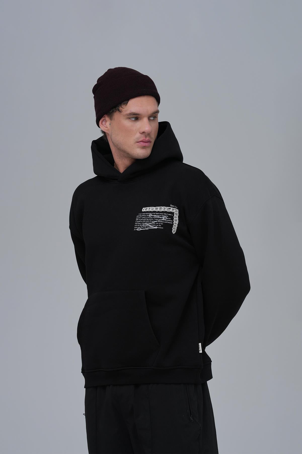 Sacred Geometry Oversize Sweatshirt Erkek Siyah