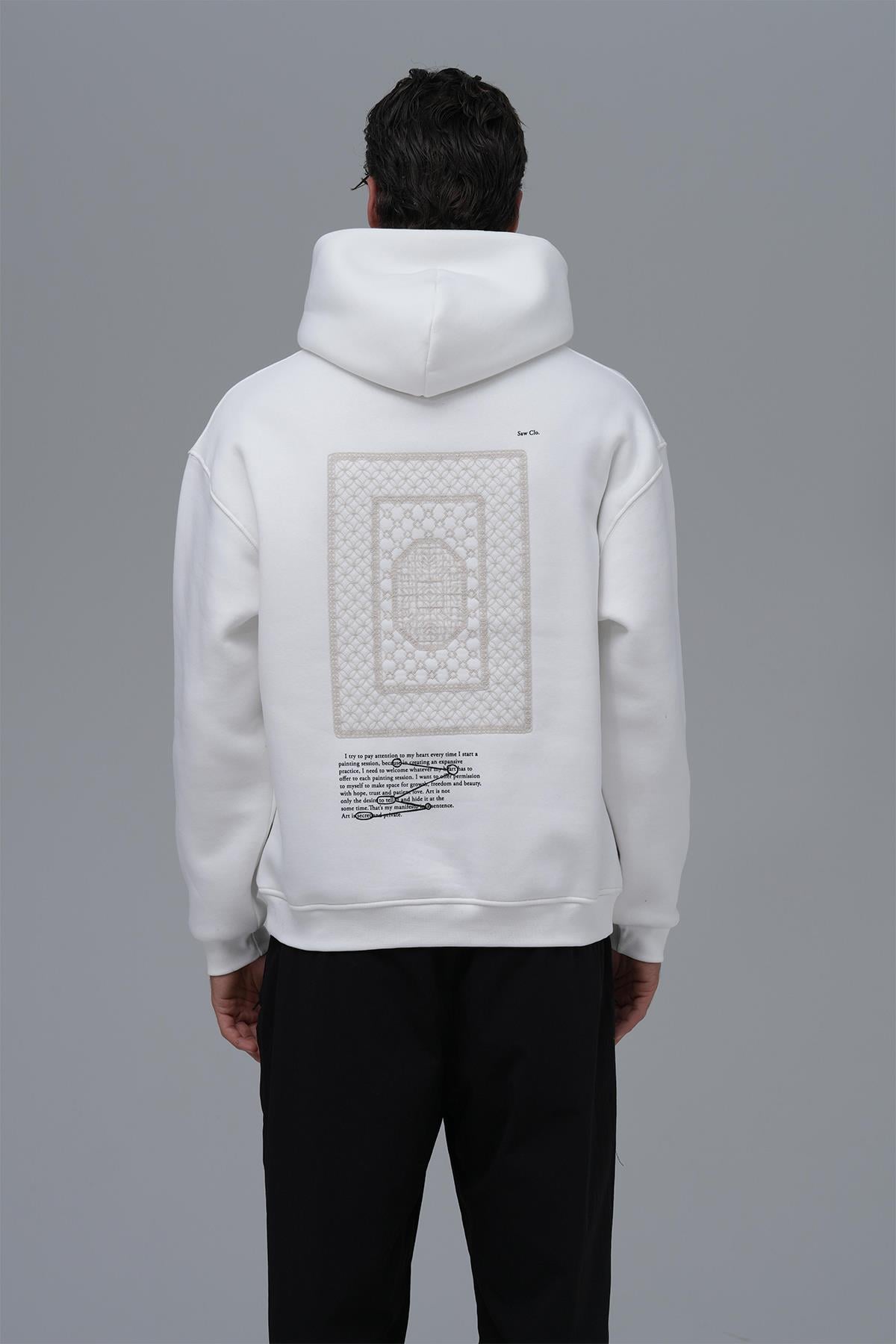 Sacred Geometry Oversize Sweatshirt Erkek Ekru