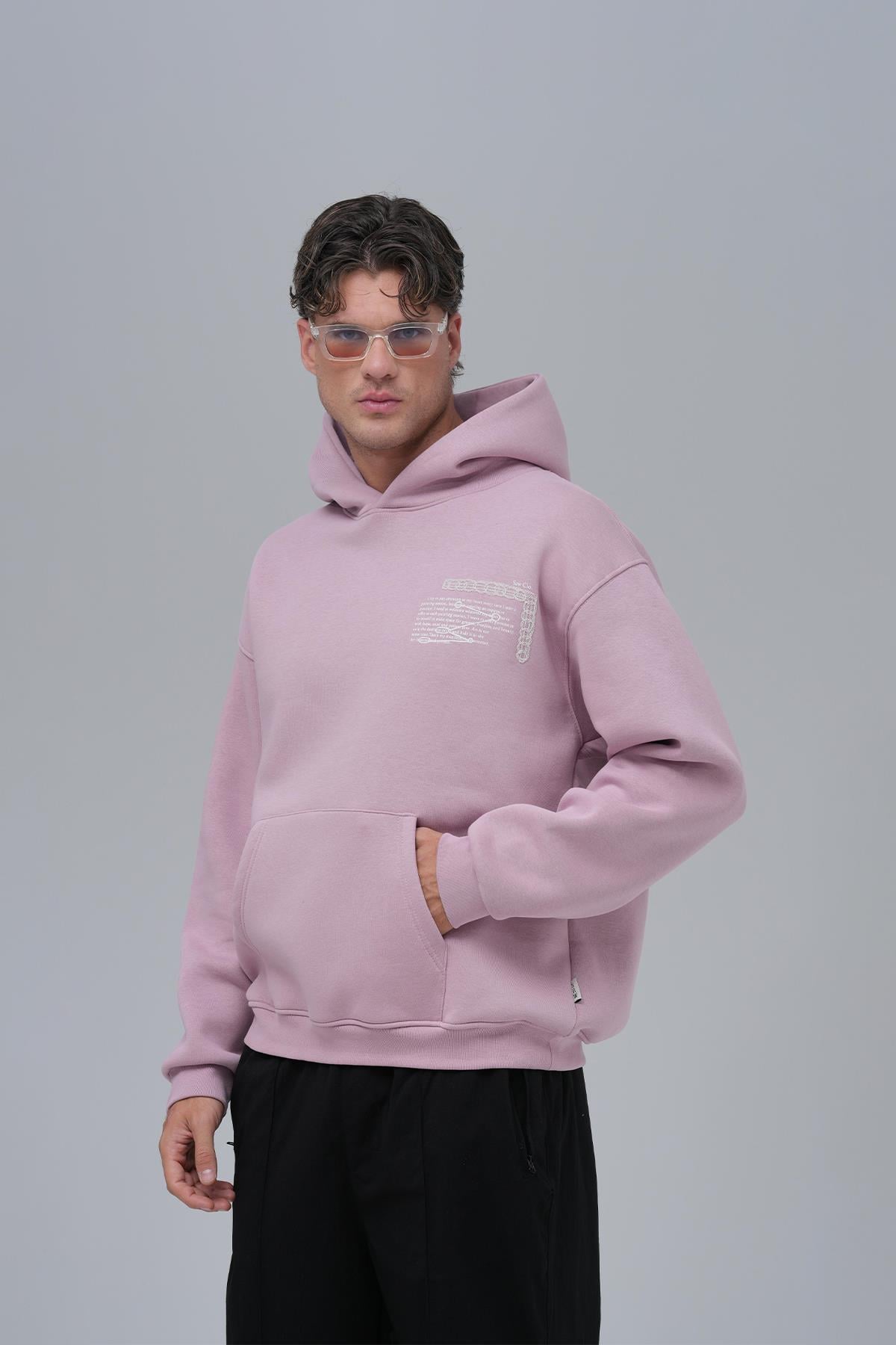 Sacred Geometry Oversize Sweatshirt Erkek Pembe
