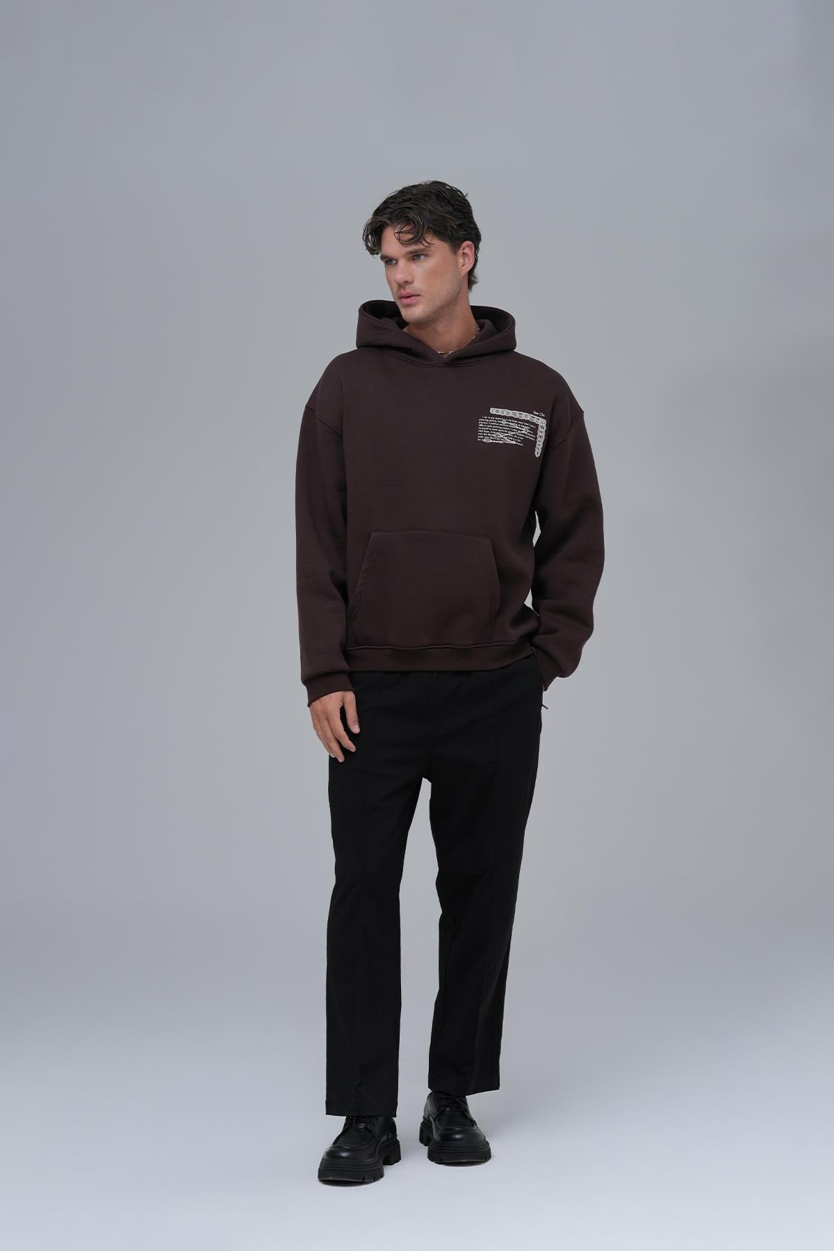 Sacred Geometry Oversize Sweatshirt Erkek Kahverengi