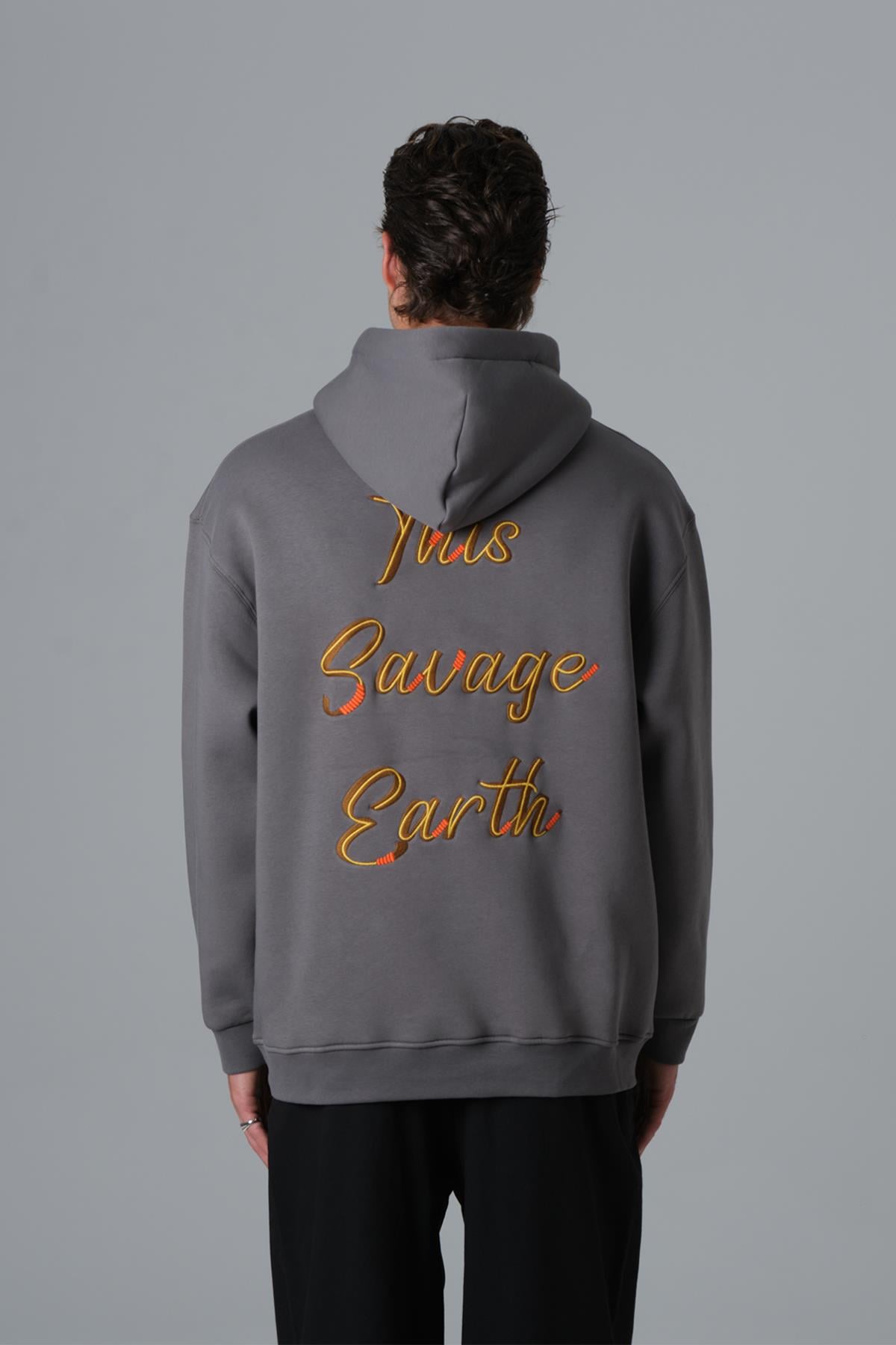 Savage Earth Oversize Sweatshirt Erkek Füme