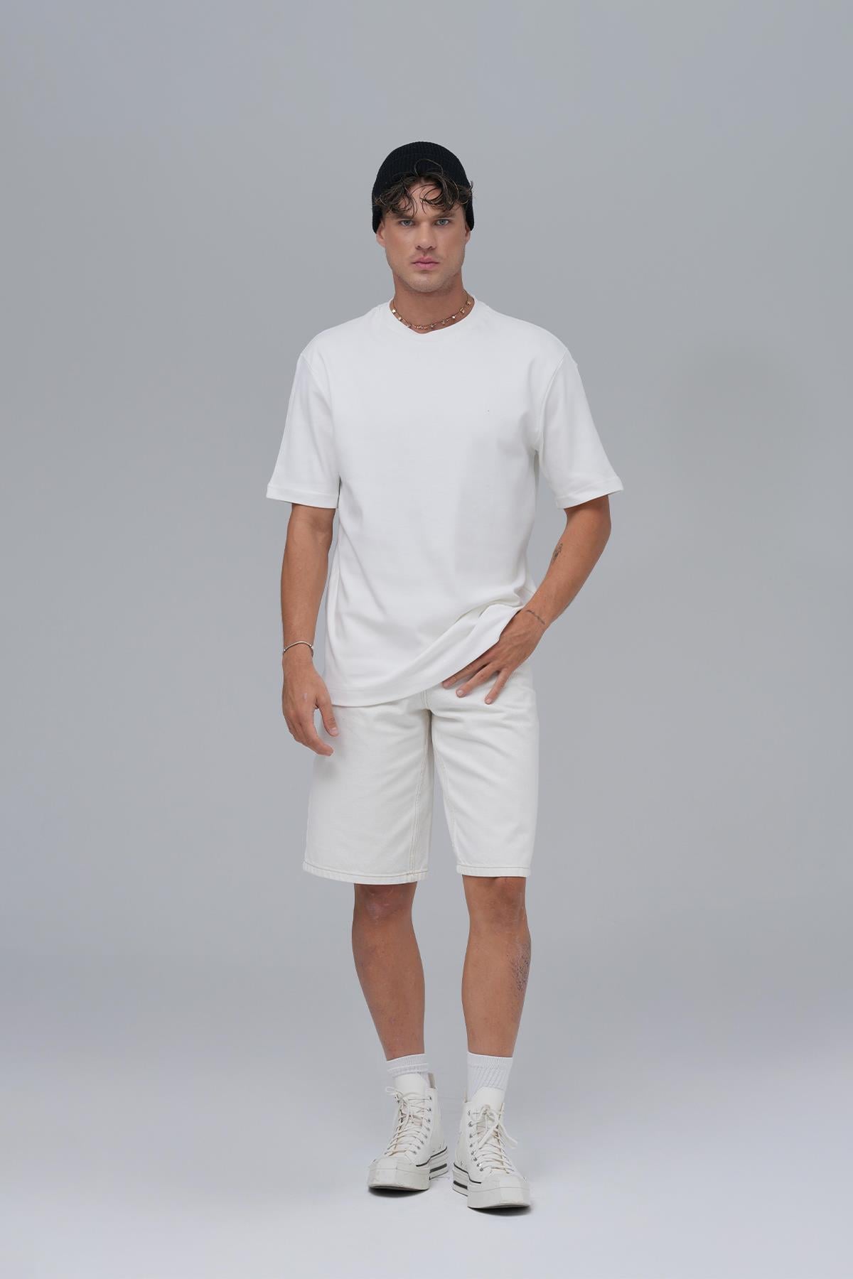 SAW Club Basic Regular Fit Tişört Erkek Ekru