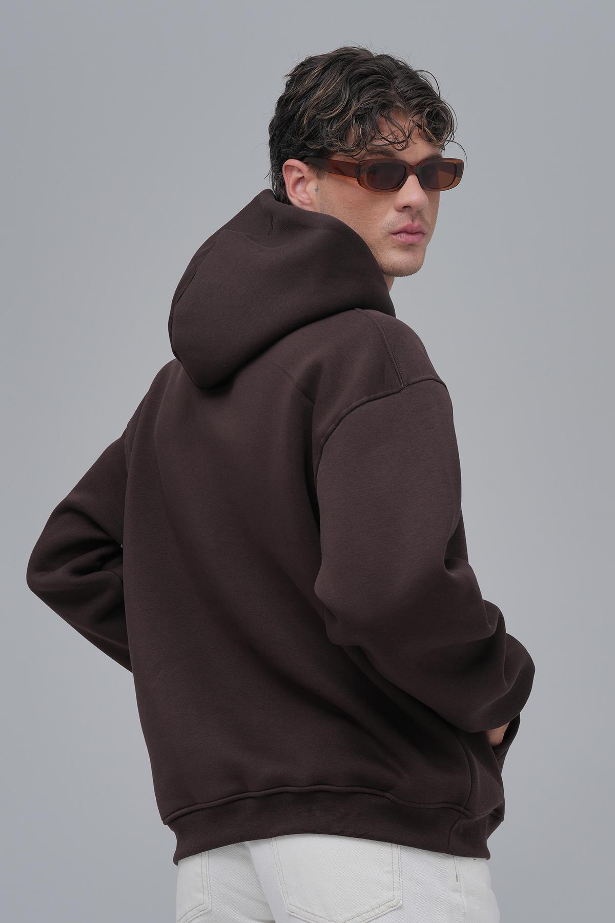 SAW Club Oversize Sweatshirt Erkek Kahverengi
