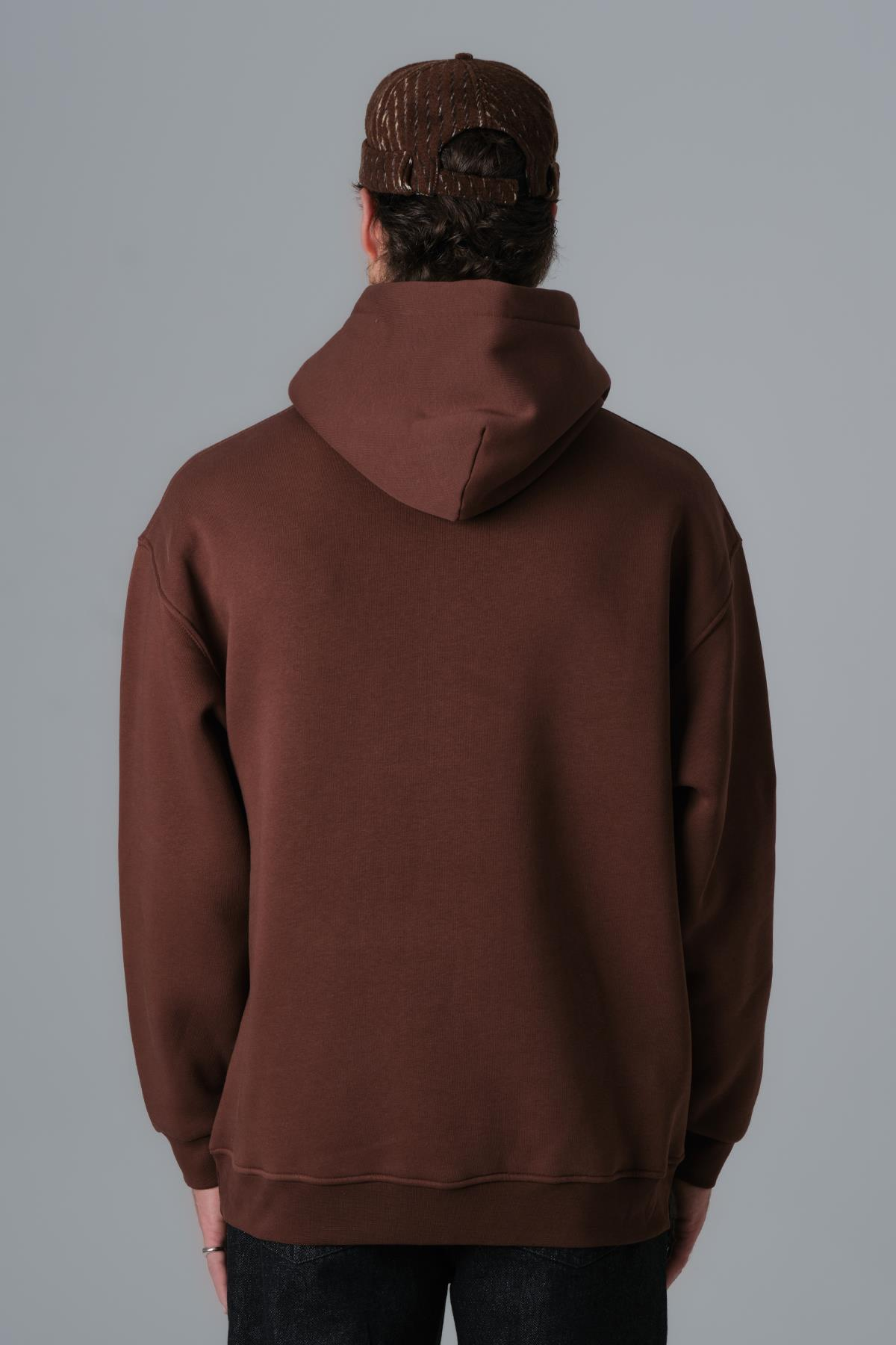 Scars & Power Oversize Sweatshirt Erkek Kahverengi