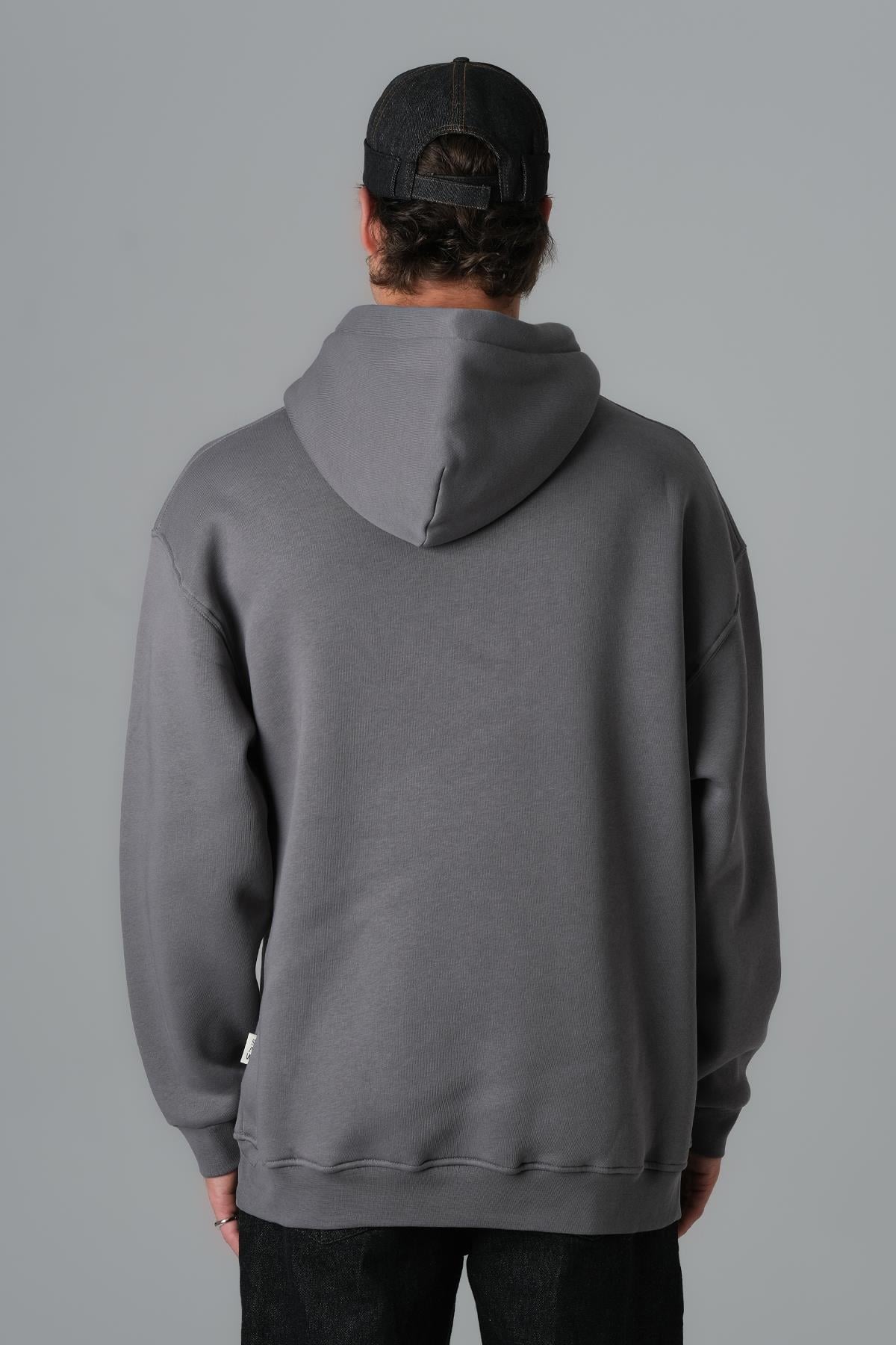Scars & Power Oversize Sweatshirt Erkek Füme