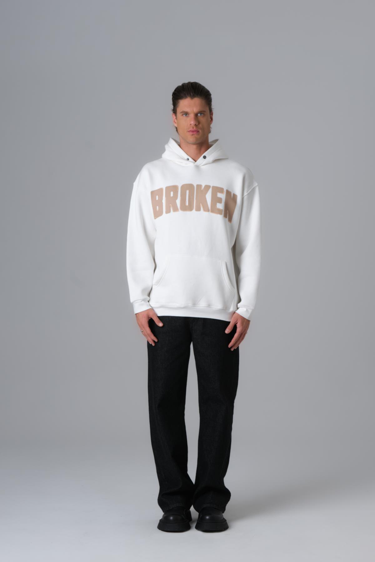 Scars & Power Oversize Sweatshirt Erkek Ekru