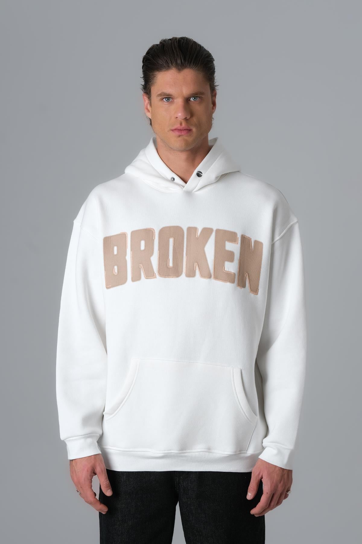 Scars & Power Oversize Sweatshirt Erkek Ekru