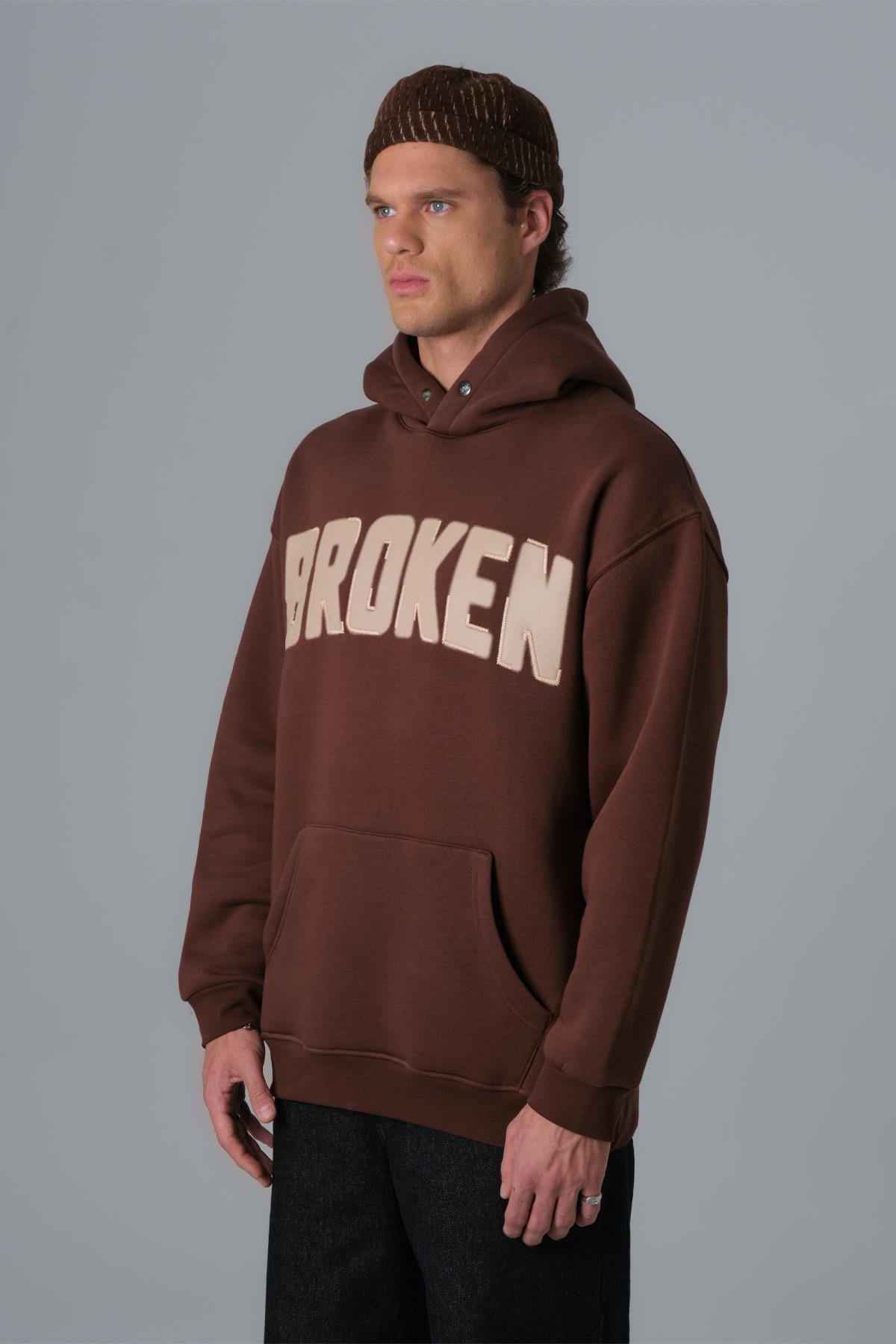 Scars & Power Oversize Sweatshirt Erkek Kahverengi