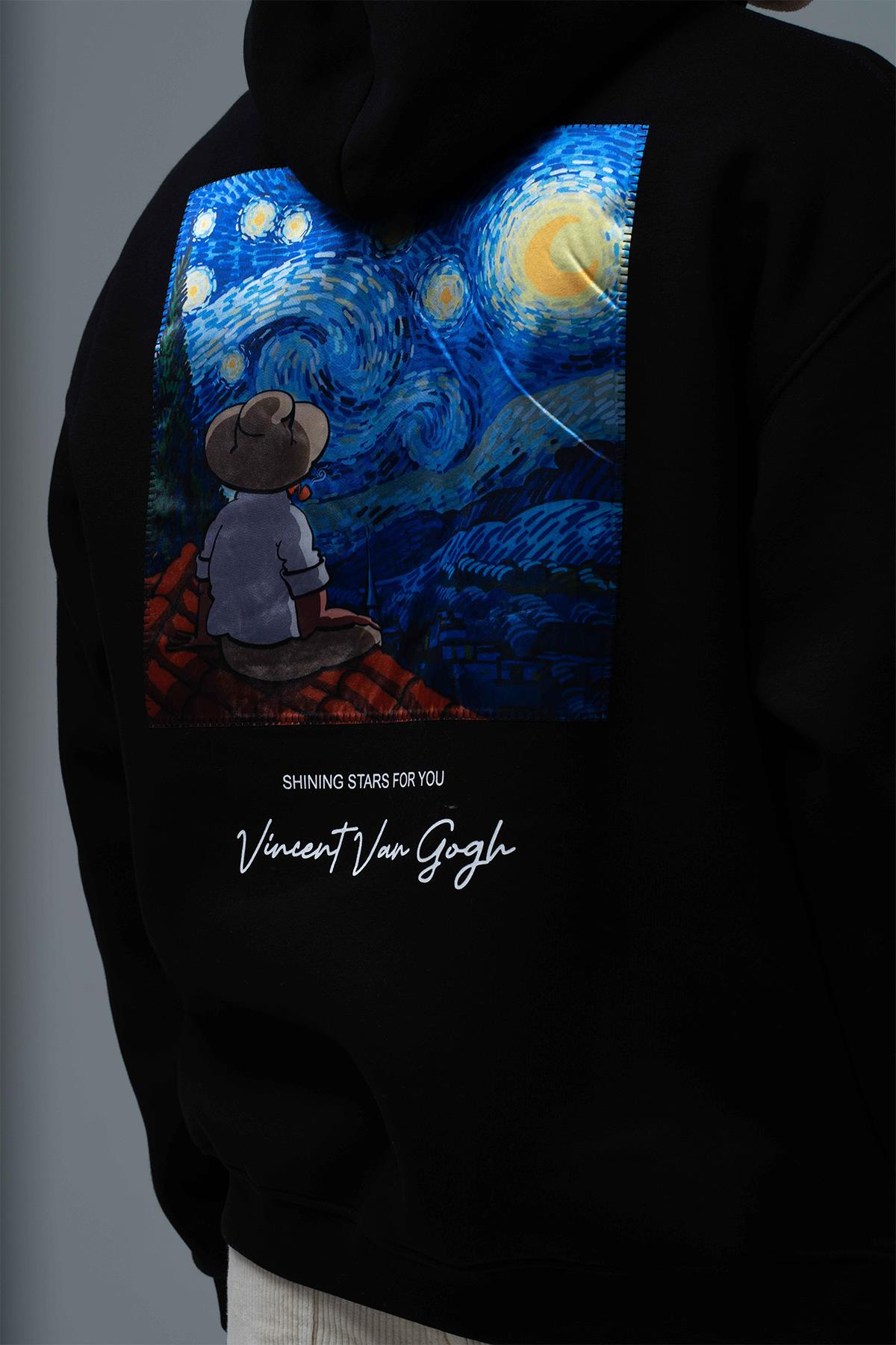 Shining Stars Oversize Sweatshirt Erkek Siyah
