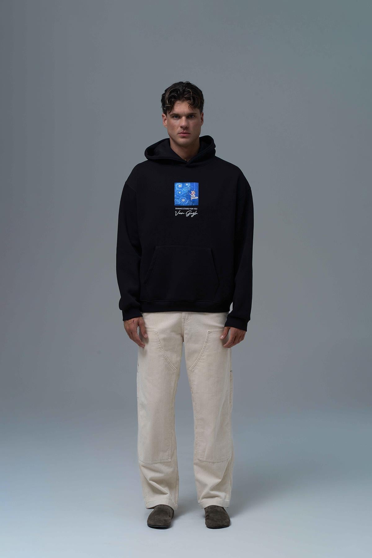 Shining Stars Oversize Sweatshirt Erkek Siyah