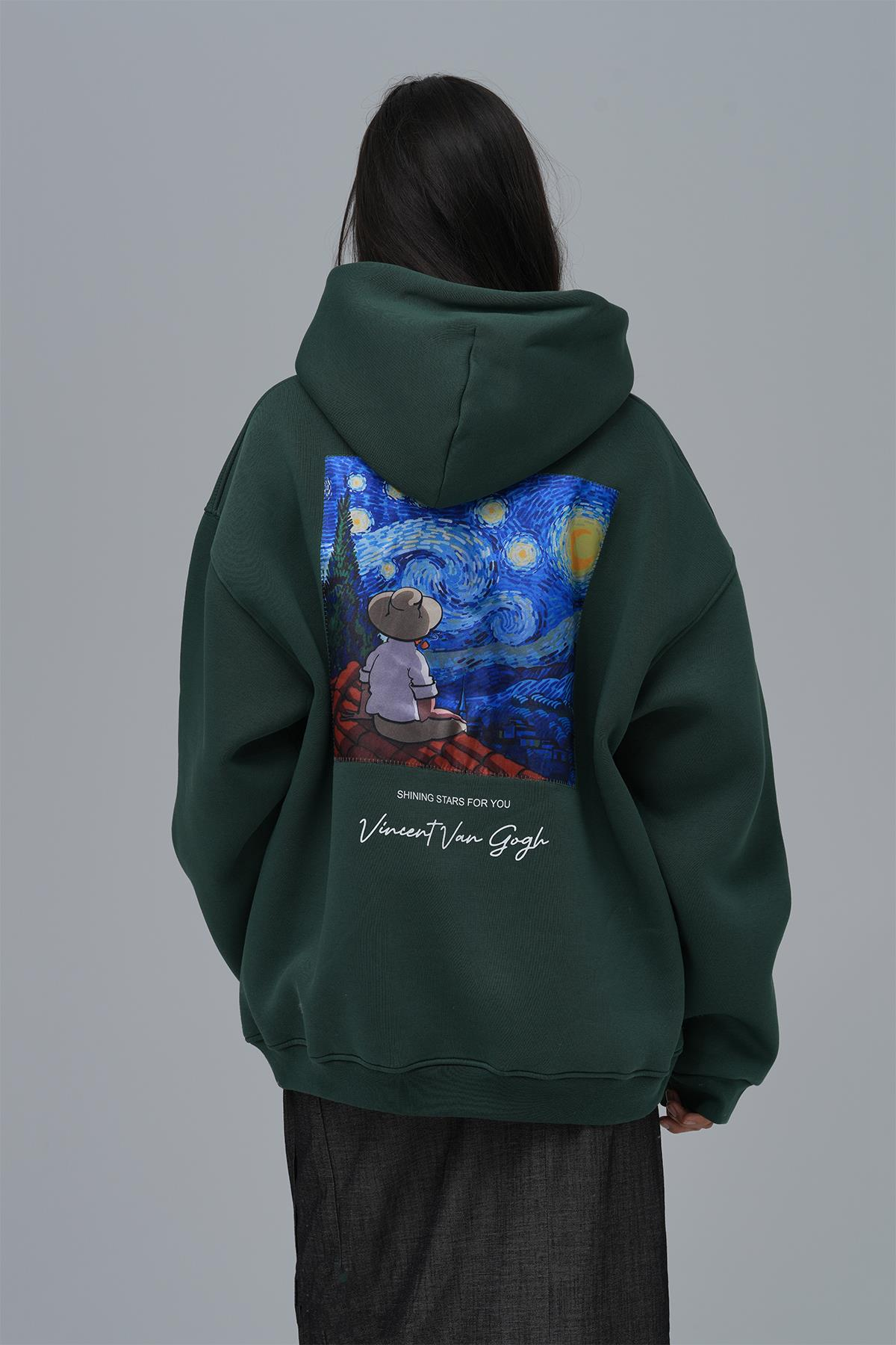 Shining Stars Oversize Sweatshirt Kadın Yeşil
